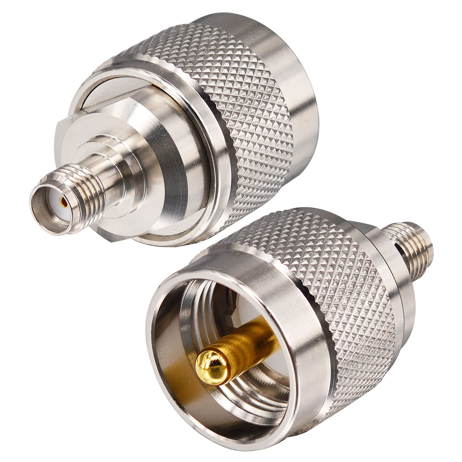 SMA Female to UHF PL259 Male RF Connector Adapter - 2 Pack for Ham Radio, CB Radio, Walkie Talkie, Antenna Connection - Perfect for Amateur Radio Enthusiasts & Emergency Communication Scenarios