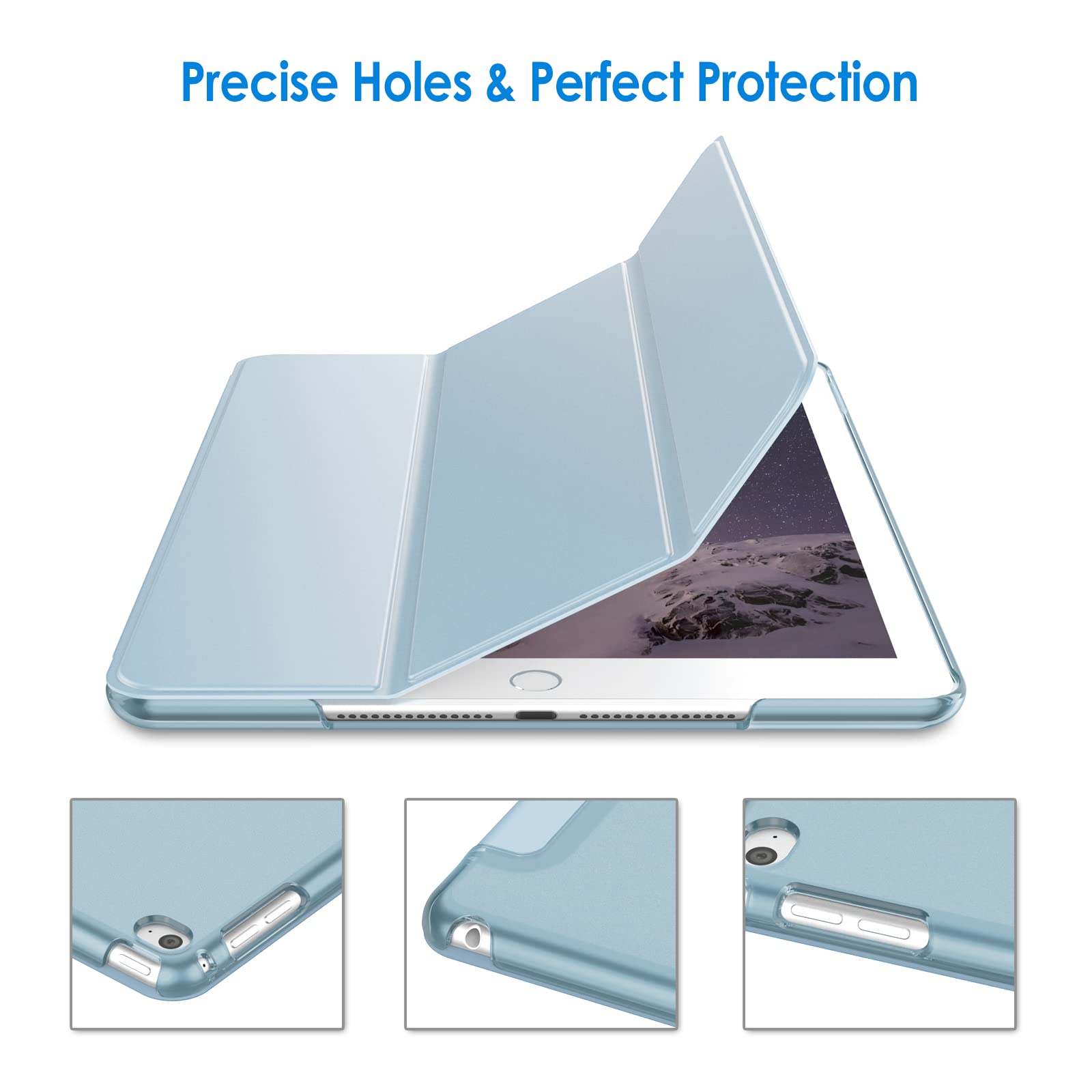 JETech iPad Air 2 Case with Auto Wake/Sleep Smart Cover - Light Blue Protective Shell | Perfect for Work, School & Travel