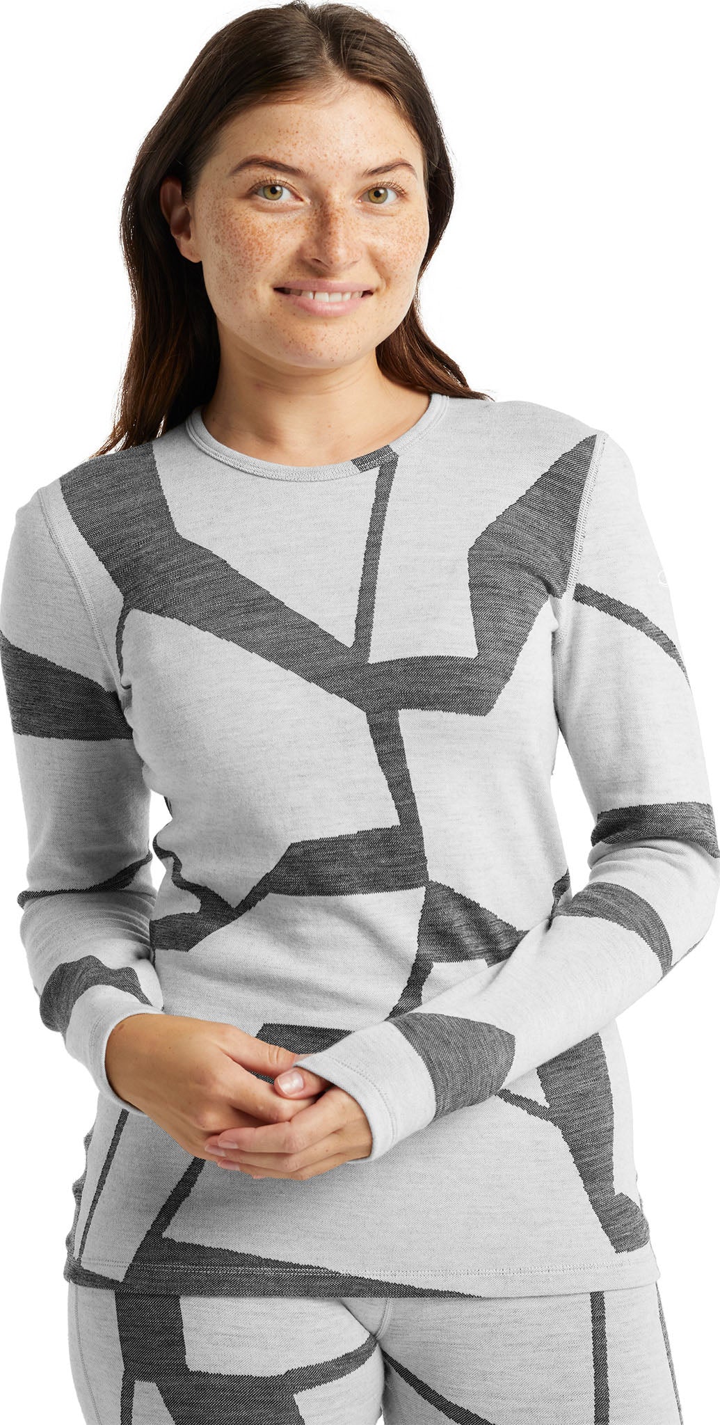 250 Vertex Fractured Landscapes Women's Long Sleeve Crewneck Base Layer - Thermal Underwear for Hiking, Skiing & Outdoor Activities