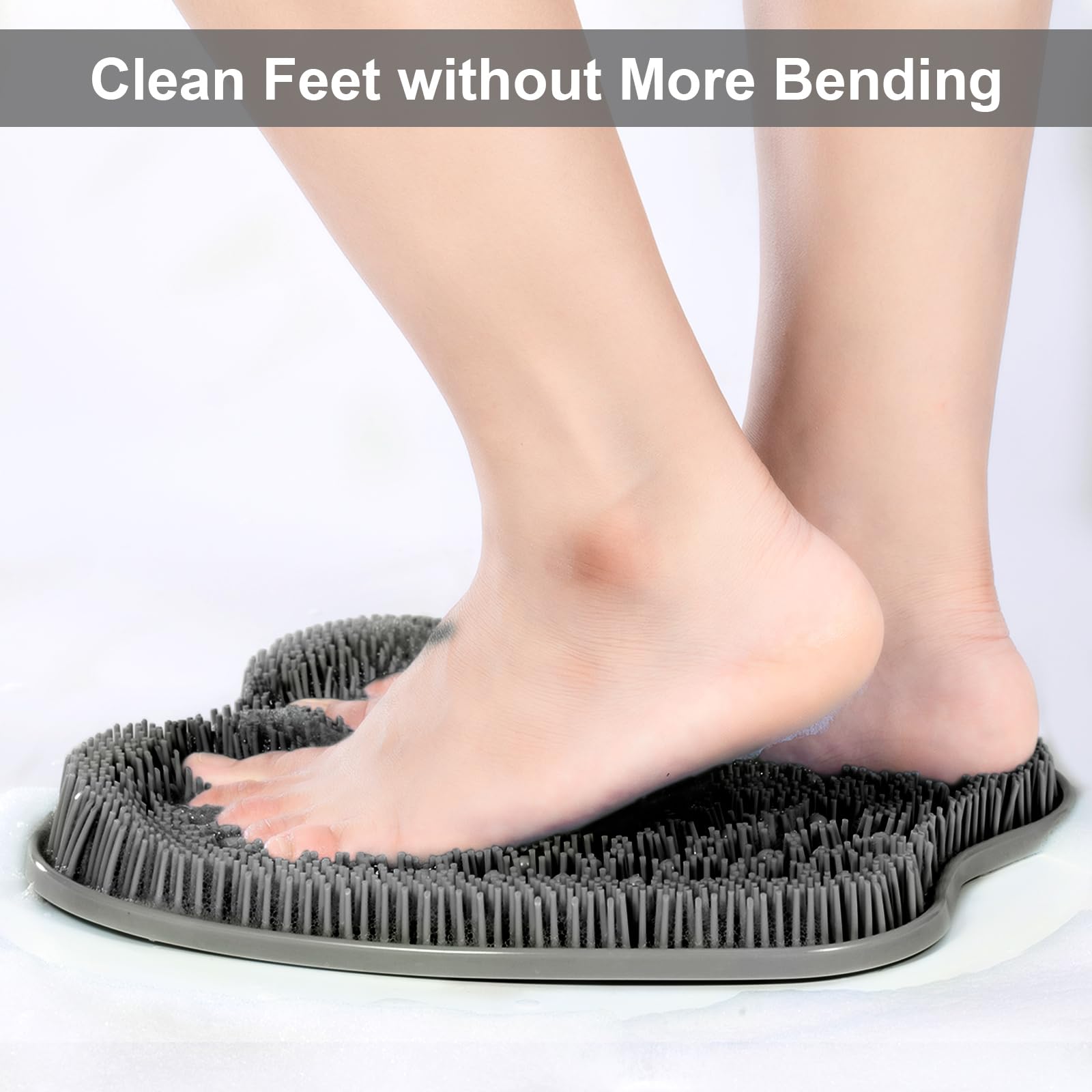 BESKAR Non-Slip Shower Foot Scrubber Mat - Exfoliating Foot Spa Brush for Relaxation & Reflexology - Bathroom Use