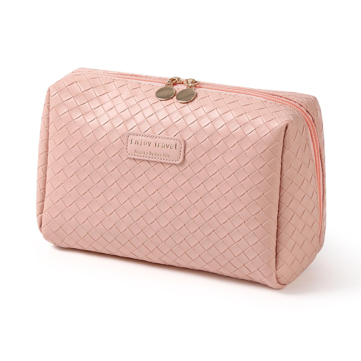 Waterproof Travel Makeup Bag for Women - Small Cosmetic Organizer with Dividers & Zipper (Pink) | Perfect for Airplane Carry-on, Gym Essentials & Weekend Getaways