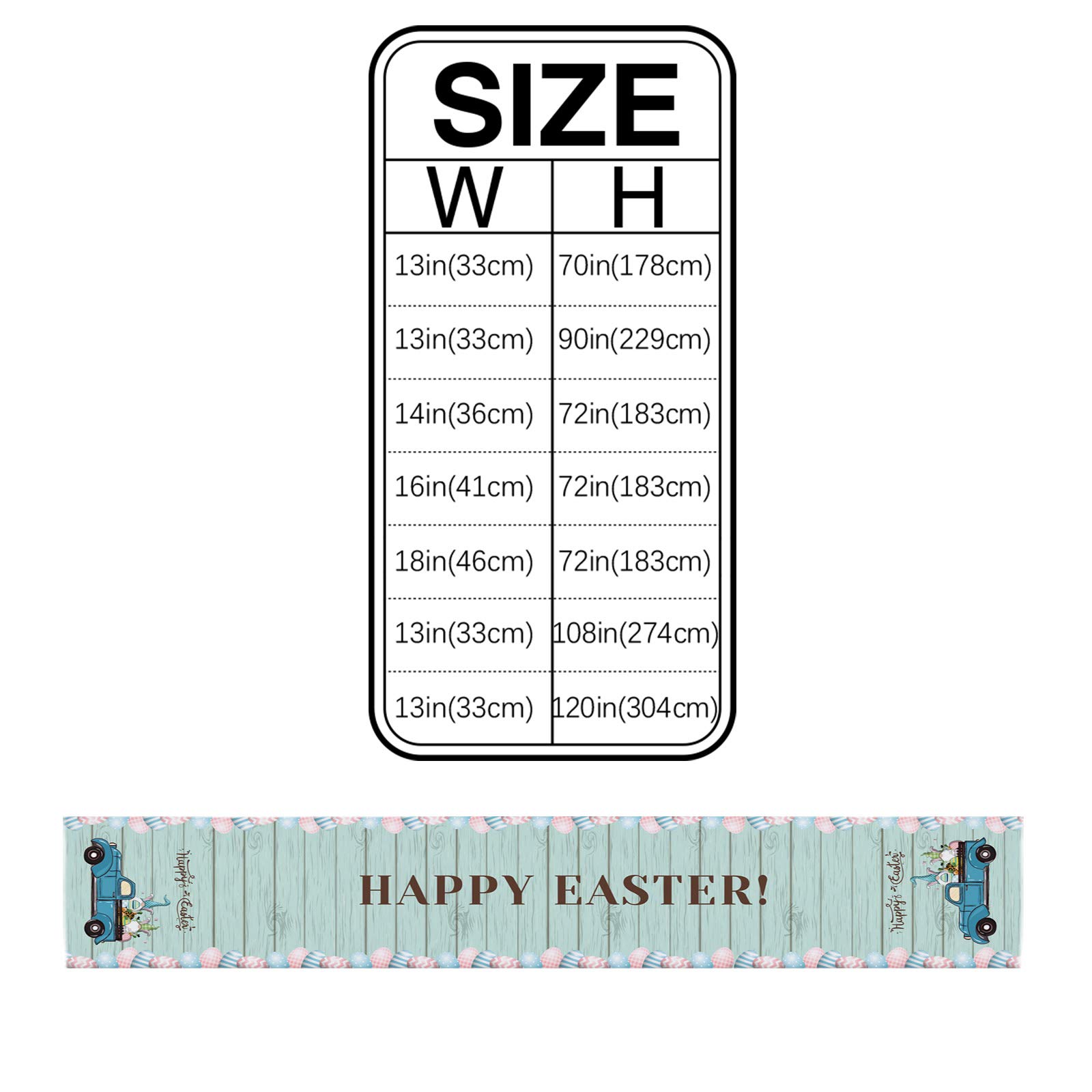 Easter Linen Burlap Table Runner 14x72 Inches - Farmhouse Kitchen Table Decor with Cute Gnome & Easter Eggs Design - Perfect for Dining Table, Dresser, Cabinet, Buffet & Holiday Party Decorations