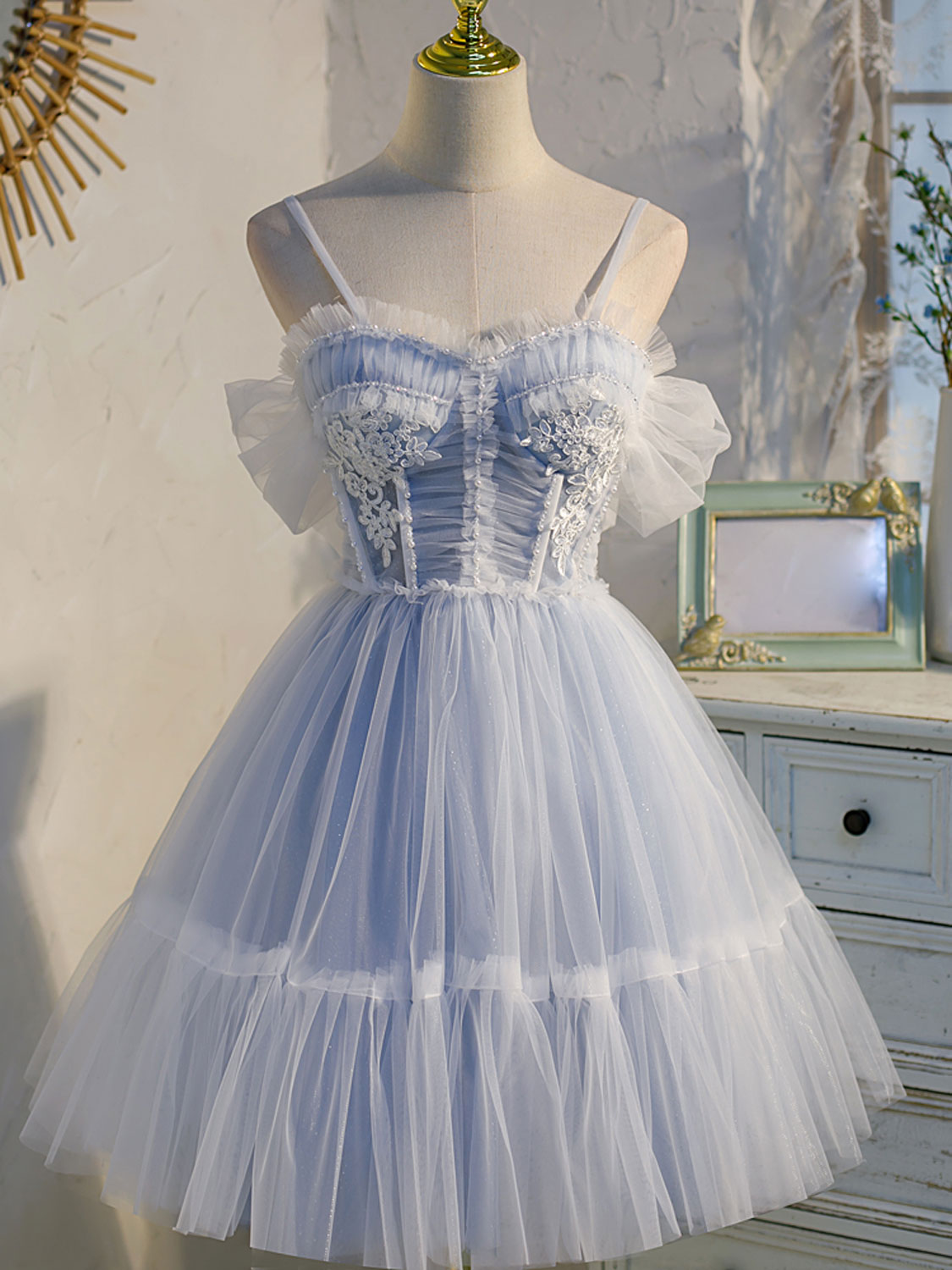 Blue Sweetheart Neck Tulle Lace Short Prom Dress - Puffy Homecoming Ball Gown for Teens | Perfect for Prom Night, Homecoming Dance & Special Occasions
