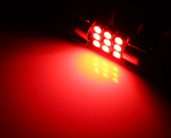 Brilliant Red 9 SMD 1210 1.25 DE3175 DE3022 LED Bulbs - Perfect for Step Side Door Lights, Truck Interior Lighting, and RV Step Lighting