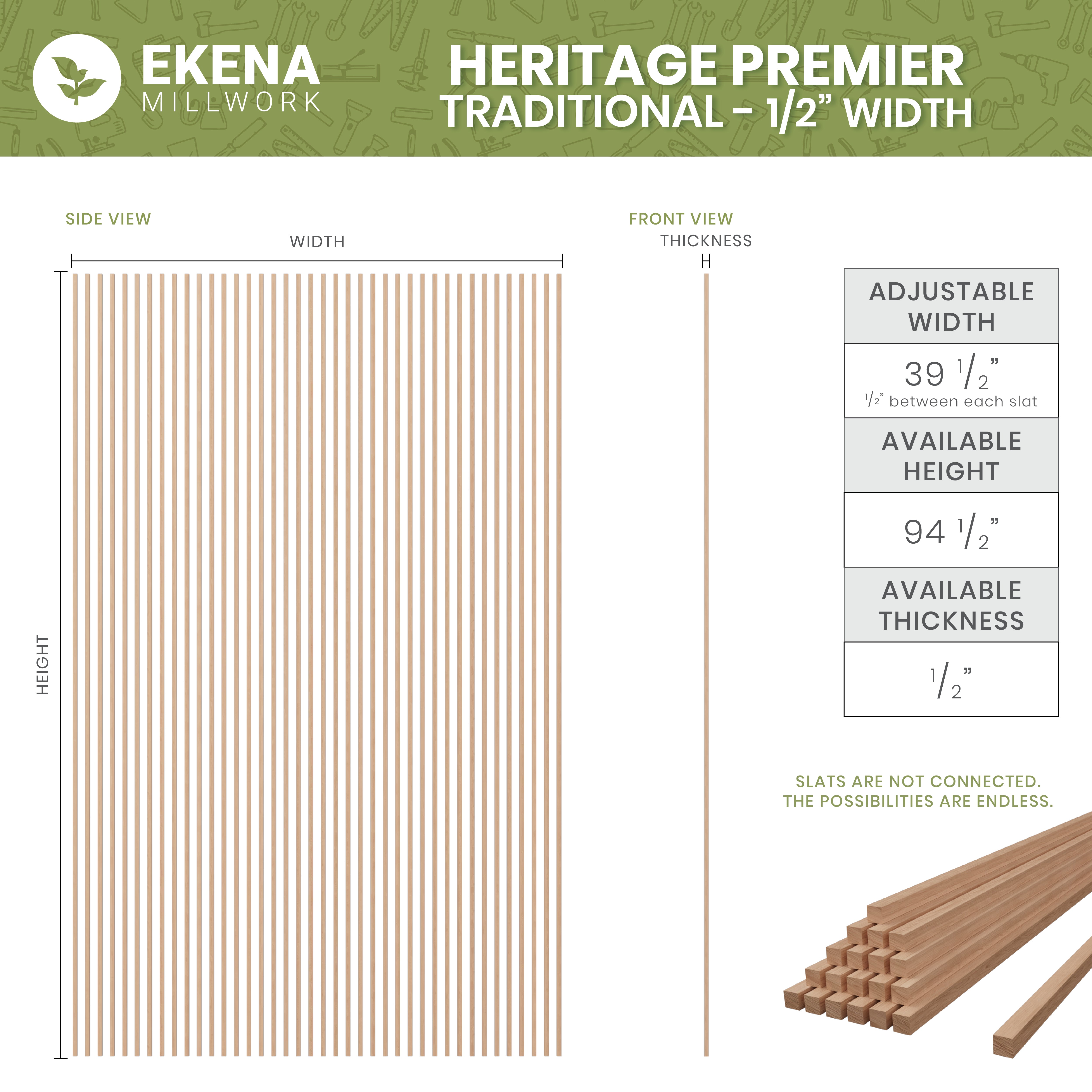 Premium Stain-Grade Hardwood Slats - Traditional Solid Wood Slats for DIY Furniture, Bed Frames & Home Decor Projects - Perfect for Rustic, Farmhouse & Modern Interior Design Styles