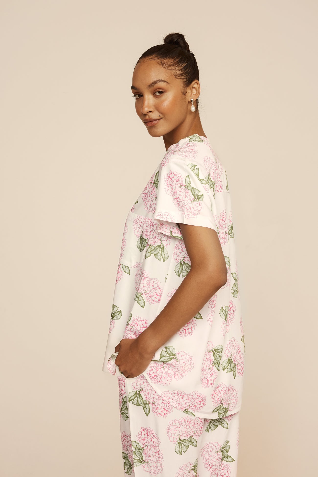 Maggie Women's Floral Pajama Set - Soft Long Pants Sleepwear in Hydrangea Pink - Perfect for Relaxing at Home & Gift Giving
