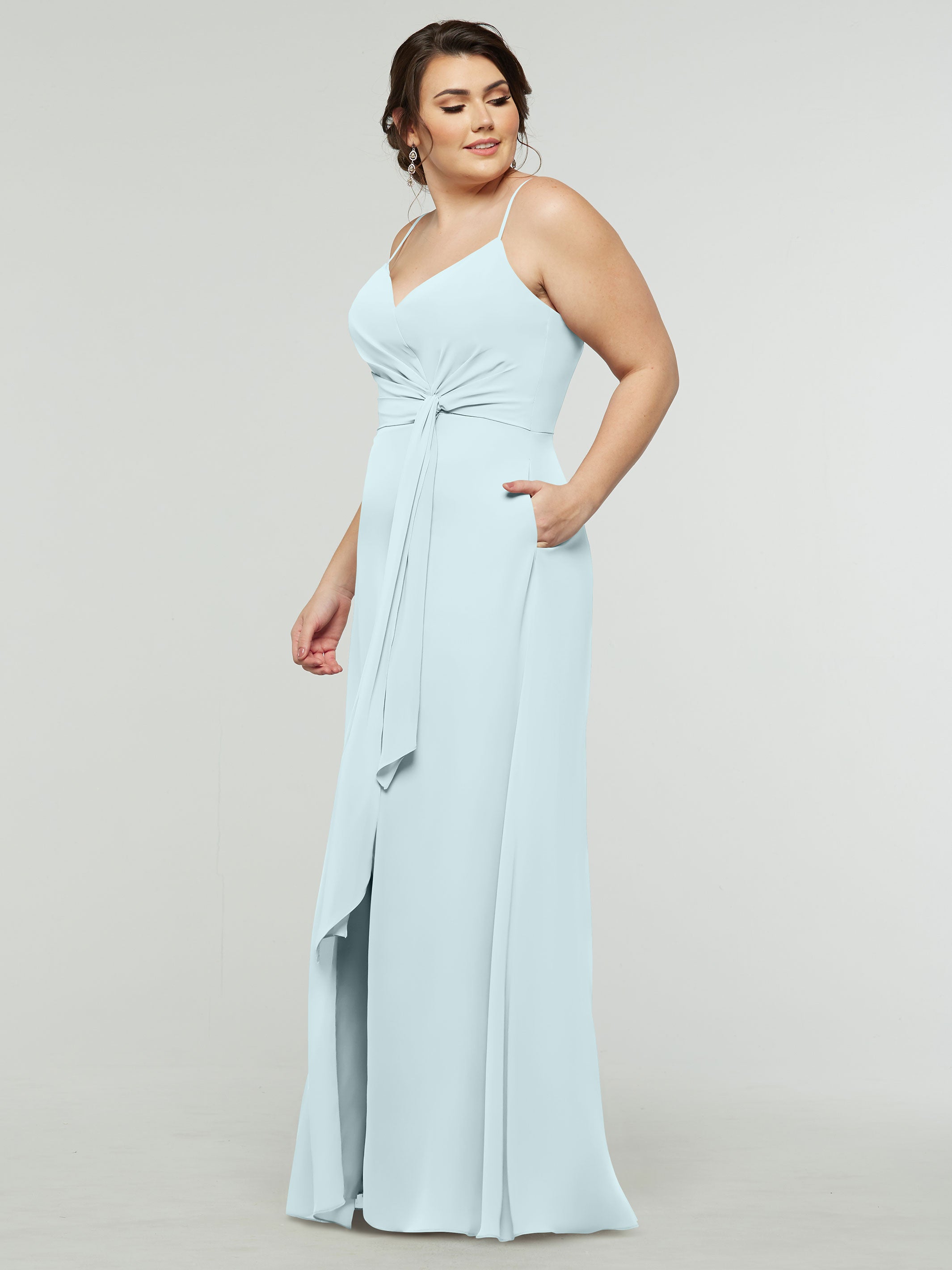 Elegant 80182 Chiffon A-Line Bridesmaid Dress with V-Neck & Spaghetti Straps - Perfect for Weddings, Formal Events & Special Occasions