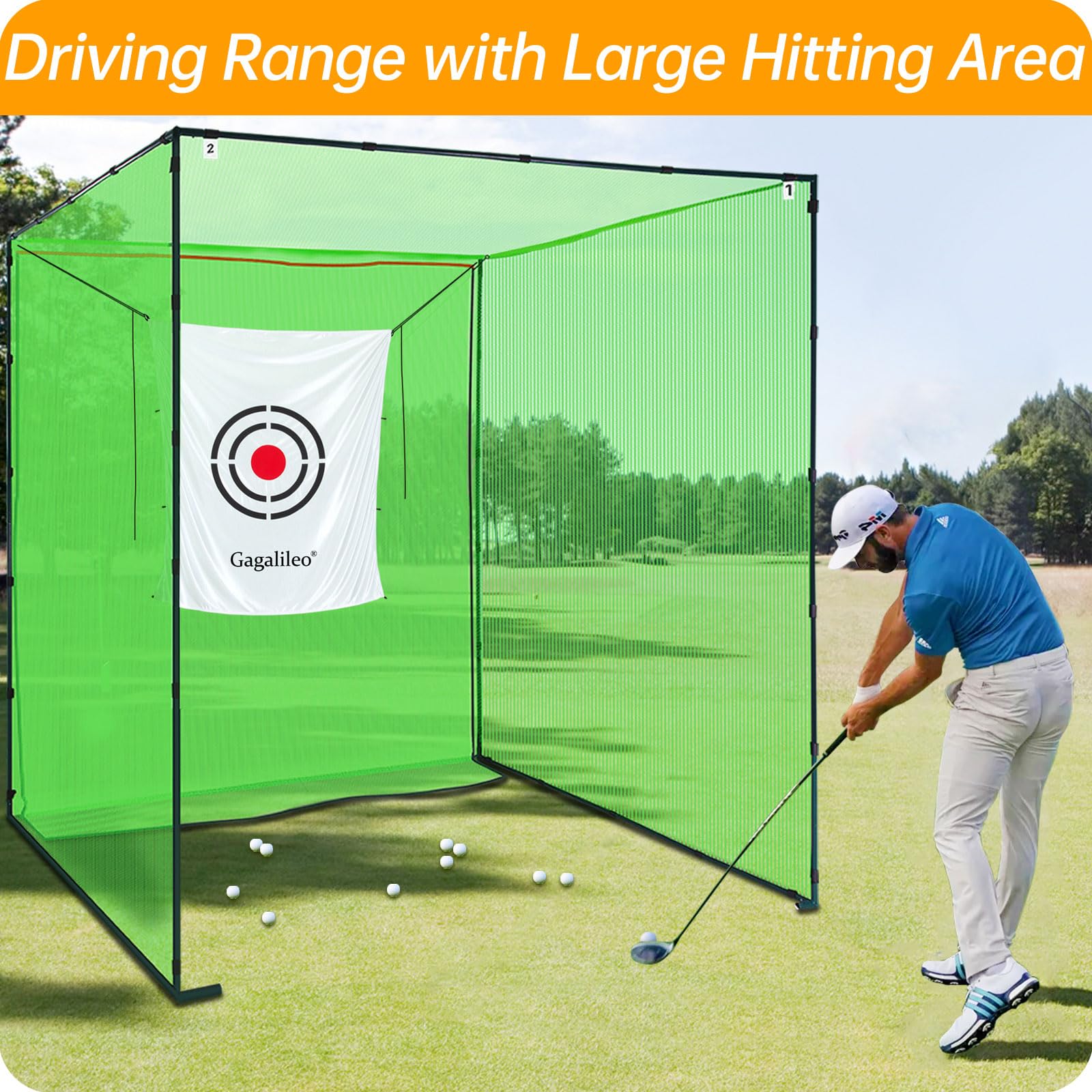 Premium Heavy Duty Golf Practice Hitting Net for Backyard & Indoor Use - Portable Golf Driving Cage with Sturdy Frame - Perfect for Home Training, Driving Range Practice & Backyard Golf Sessions