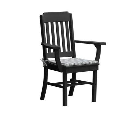 A & L Furniture Traditional Dining Chair with Arms - Solid Wood Upholstered Seat - Elegant Home Dining Room Furniture for Family Gatherings & Dinner Parties