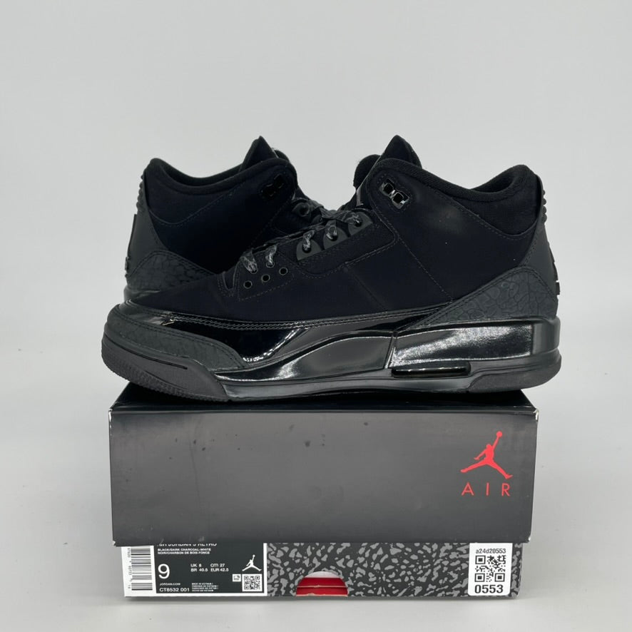 Original Air Jordan 3 Retro 'Black Cat' Men's/Women's Basketball Shoes Size 9/10.5W (CT8532-001) - Stylish Sneakers for Streetwear, Gym & Casual Outfits