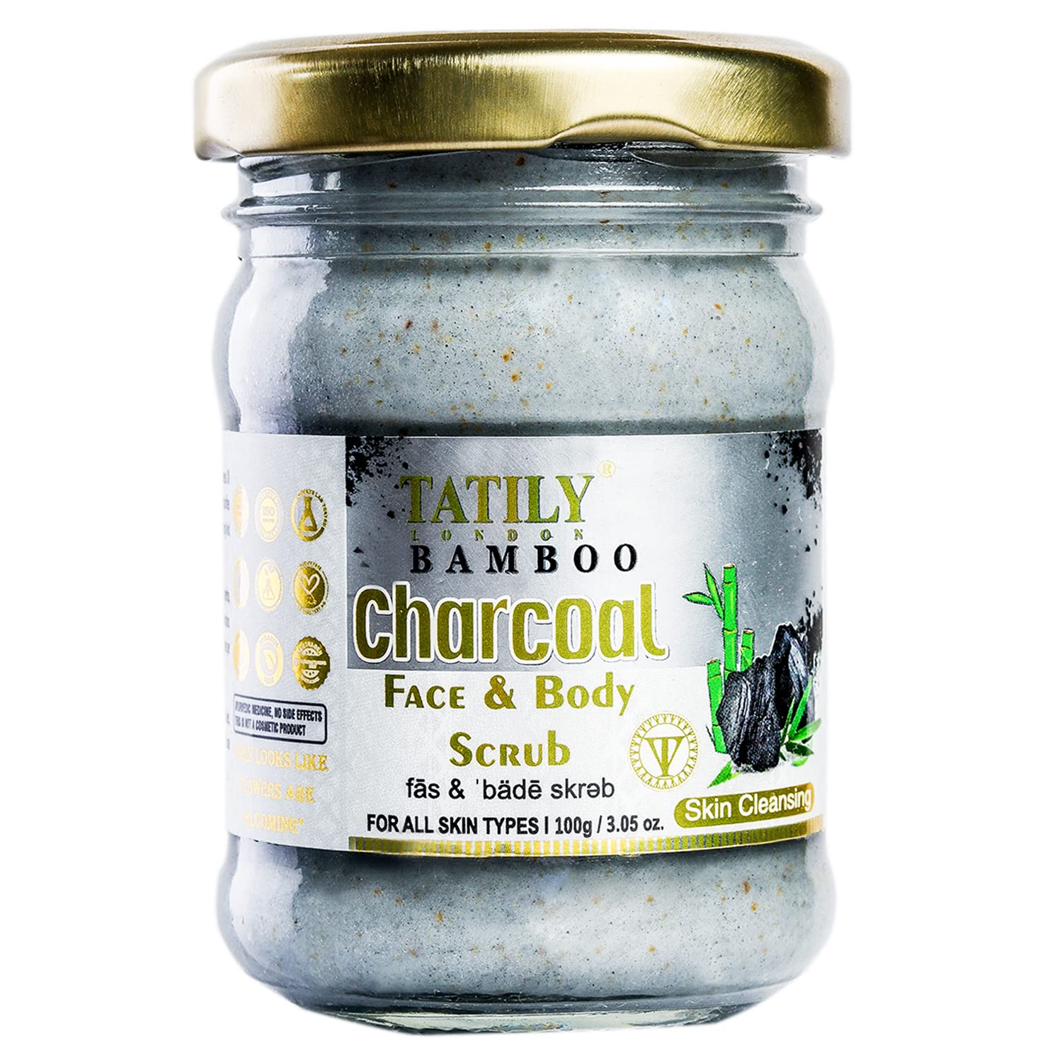Tatily Charcoal Face & Body Scrub (100g) - Deep Exfoliating Cleanser for All Skin Types | Dead Skin & Tan Remover | Perfect for Spa Days & At-Home Skincare Routines
