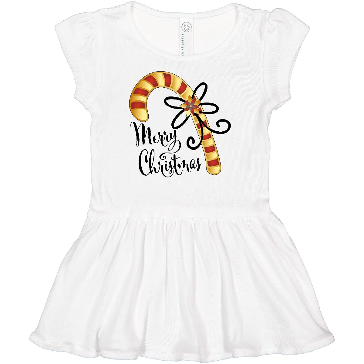 Inktastic Merry Christmas Red and Gold Candy Cane Infant Dress - Festive Holiday Outfit for Baby Girls - Perfect for Christmas Photos, Parties & Family Gatherings