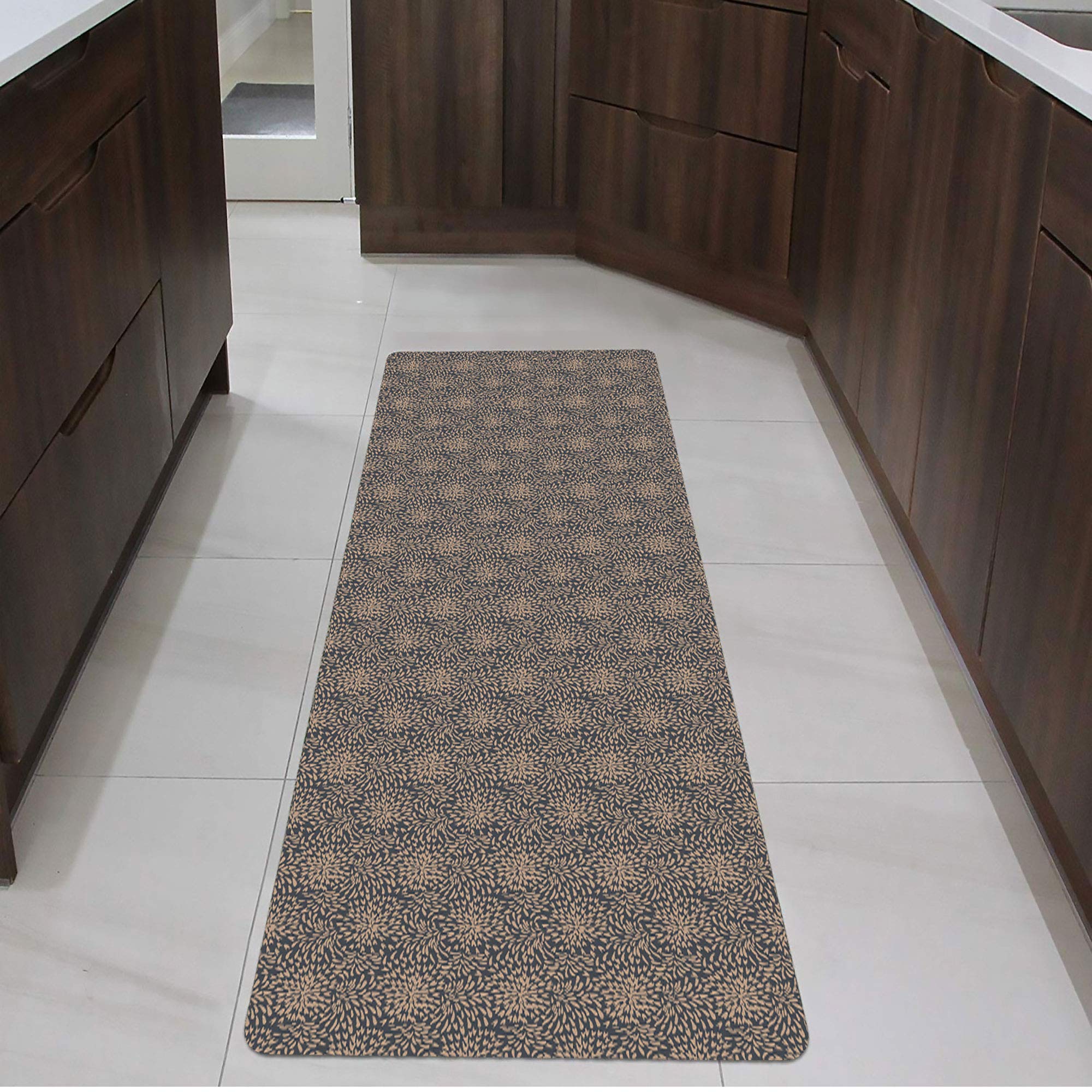 Shape28 Runner Mat Ultra-Thin Non-Slip Kitchen Rug - 60x23 Inch Waterproof Entryway Floor Mat for High Traffic Areas, Soft Comfort for Standing, Cappuccino Brown - Perfect for Kitchens, Hallways, and Laundry Rooms