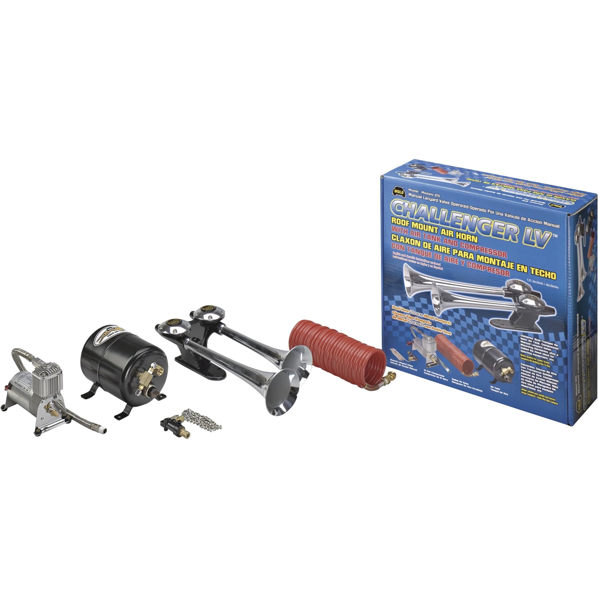 Wolo 815 Challenger EV Roof Mount Air Horn - Manual Lanyard Valve Operated for Trucks, Boats & Emergency Vehicles | Loud Vehicle Warning System