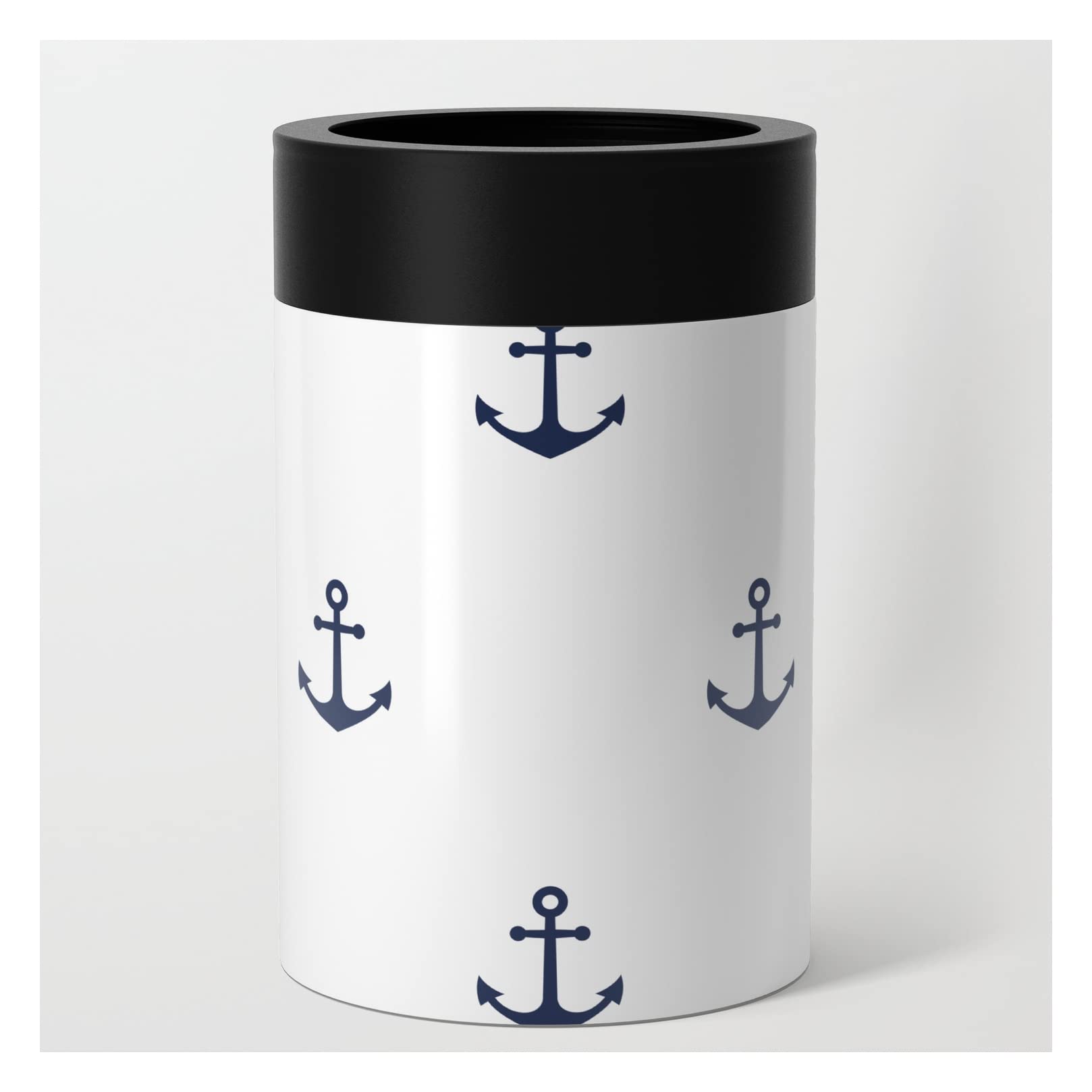 Seafoam12 Anchor Pattern Can Cooler - 12 oz Insulated Stubby Holder for Beer & Soda - Perfect for Beach, Boating & Outdoor Parties