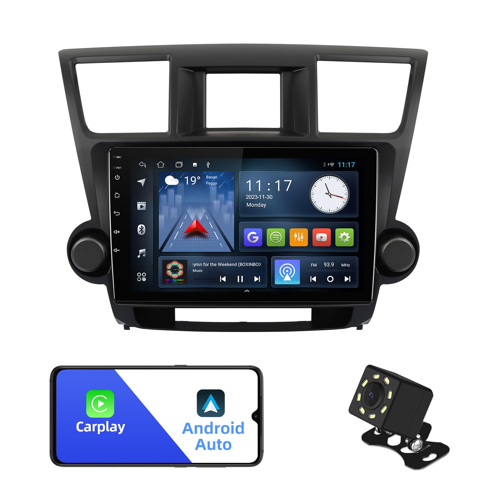 2+32GB Android 10 Double Din Car Stereo for Toyota Highlander 2009-2014 | 10.1
