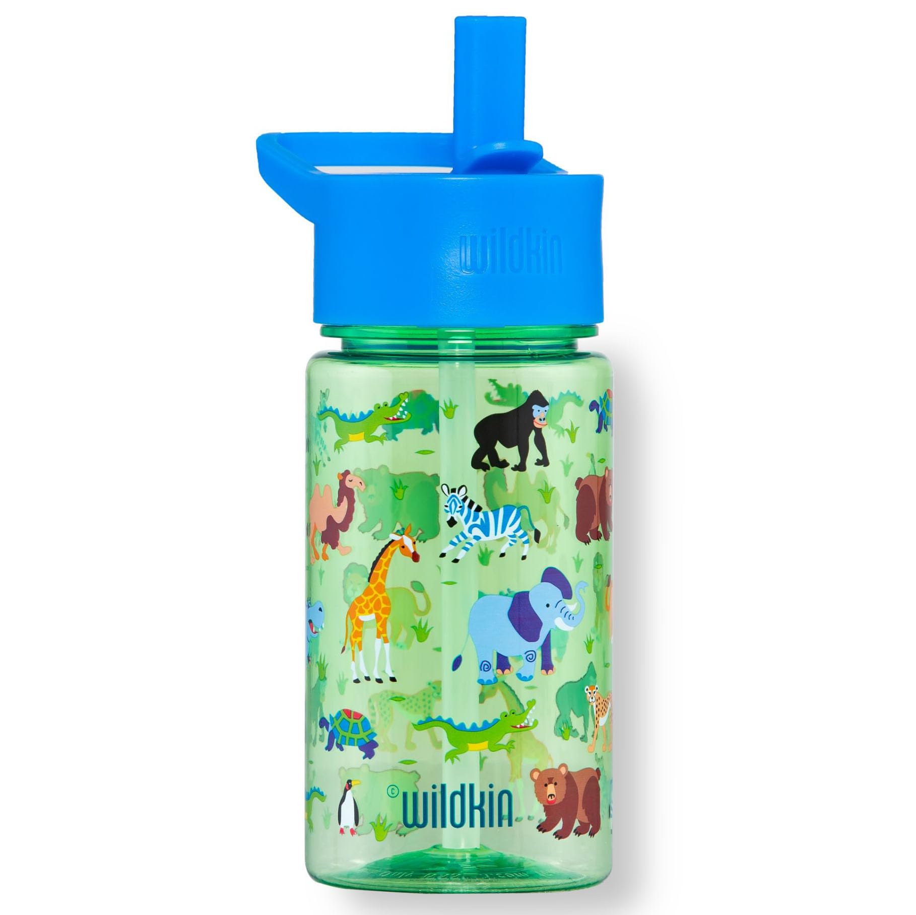 Wildkin Kids 16 oz BPA-Free Tritan Plastic Water Bottle with Leak Proof Lid - Reusable Water Bottle for Boys & Girls, Durable & Easy Clean Toddler Water Bottle - Wild Animals Design - Perfect for School, Sports & Outdoor Adventures