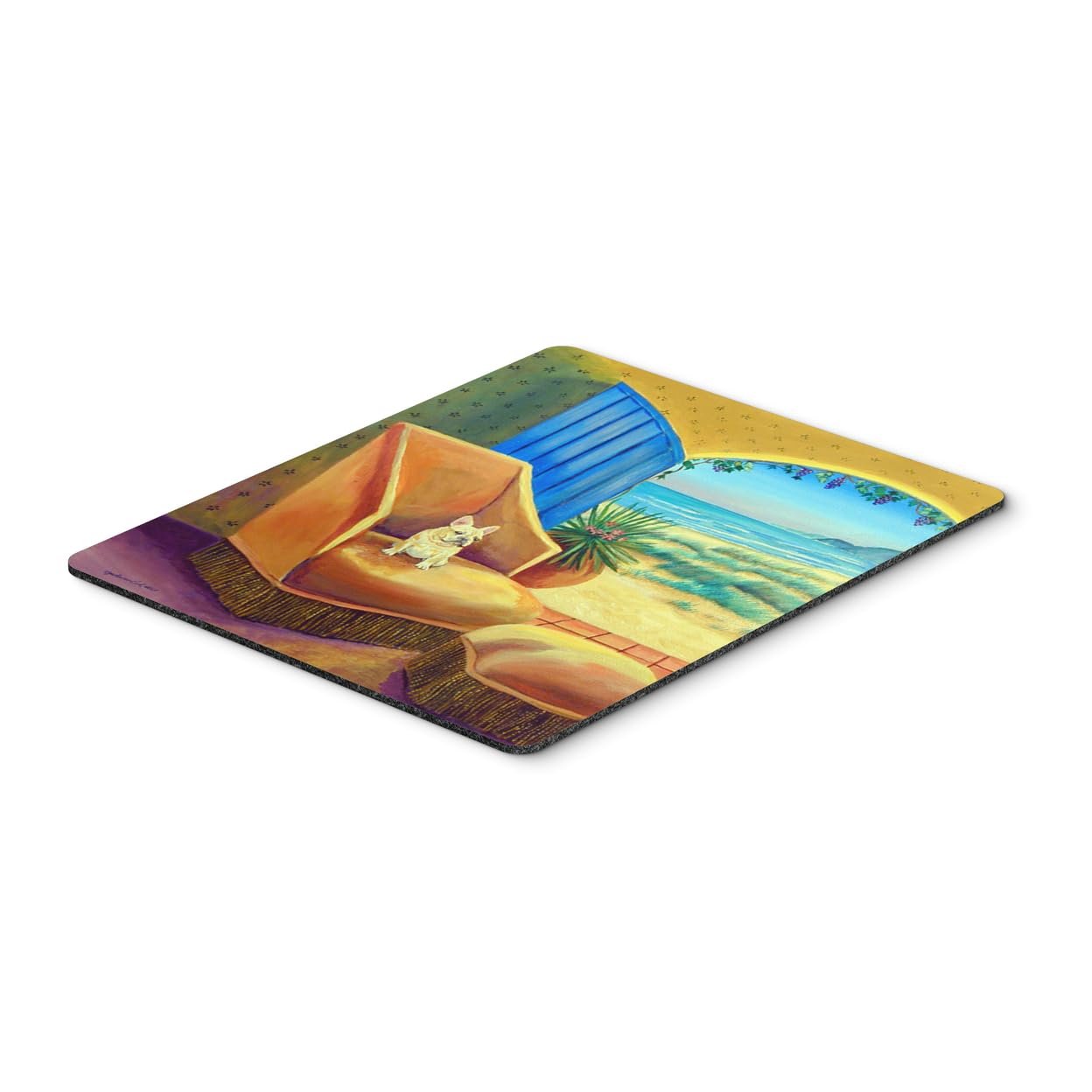 Caroline's Treasures 7181MP French Bulldog at The Beach Cottage Mouse Pad - Large Washable Non-Slip Desk Mat for Home Office, Gaming & Computer Work - Perfect for Laptops, Hot Pads & Trivets - Cute French Bulldog Design for Beach & Cottage Decor