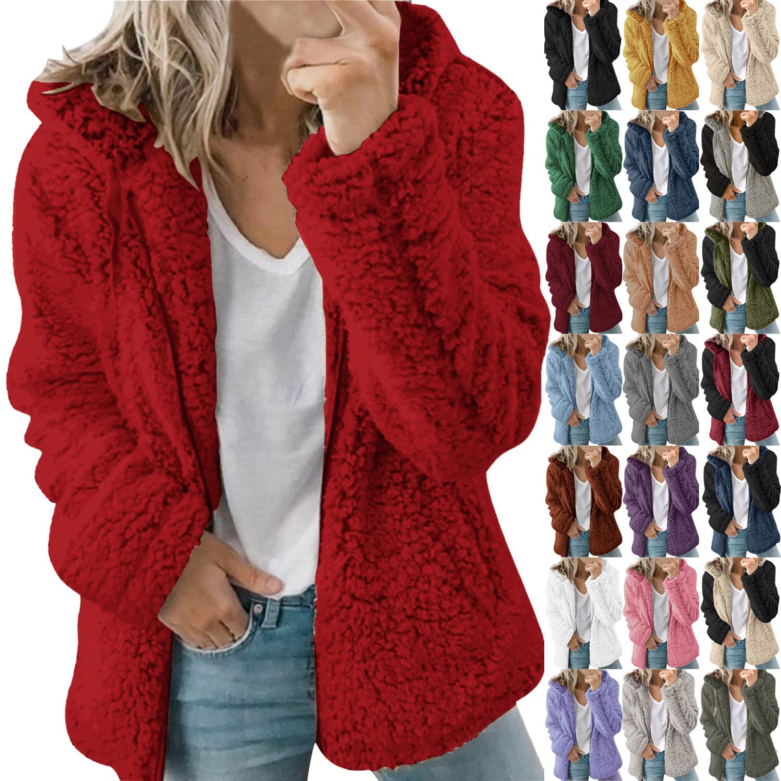 YRAETENM Women's Fleece Jacket - Warm Fuzzy Teddy Coat for Fall & Winter | Casual Outerwear for Daily Wear