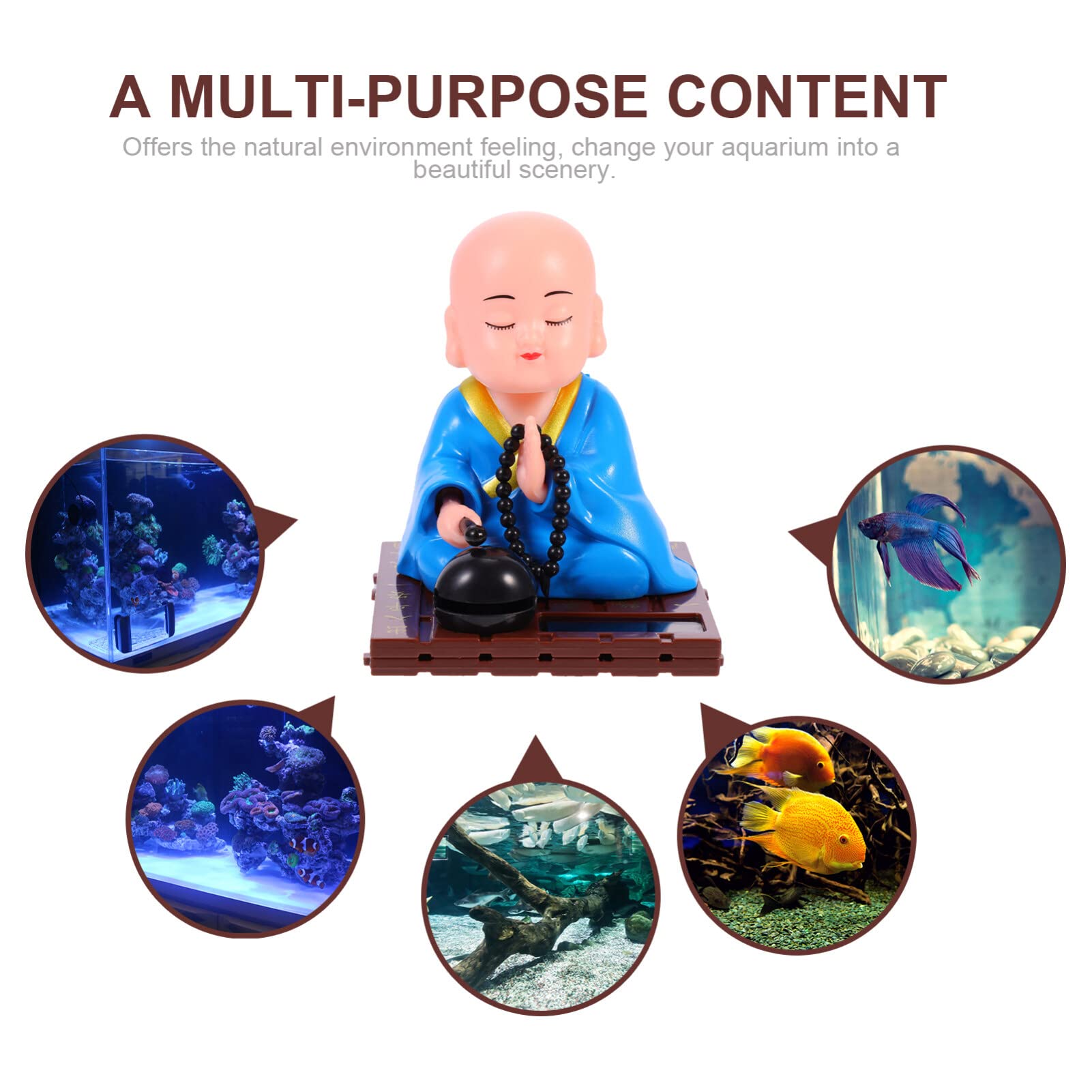 FAVOMOTO Solar Monk Figurine - Buddha Car & Home Decor for Dashboard