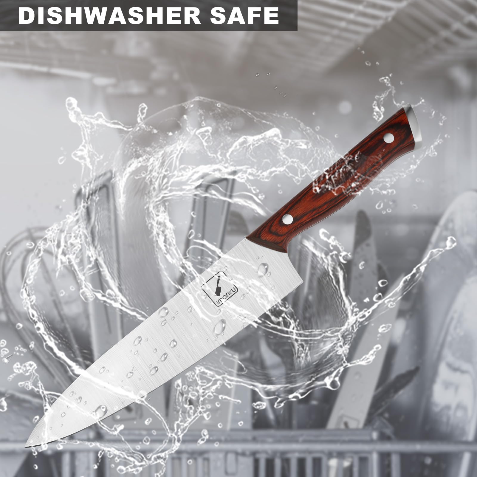 Imarku 16-Piece Japanese Kitchen Knife Set - Ultra Sharp High Carbon Stainless Steel Chef Knives with Knife Block & Sharpener - Perfect for Home Cooking, Professional Chefs & Food Preparation
