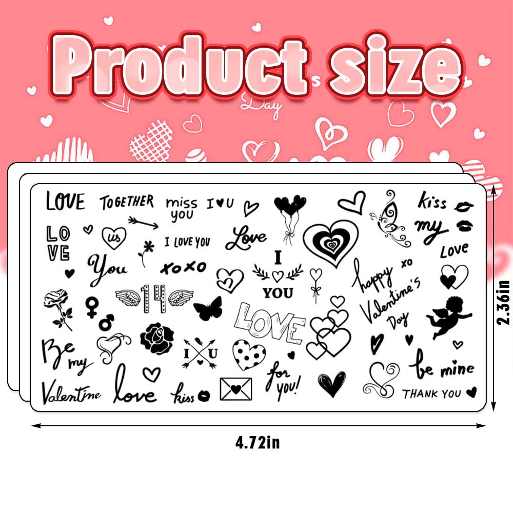 6pcs Valentine's Day Nail Stamping Plates Set - Stainless Steel Heart Romantic Nail Art Templates for DIY Manicure | Perfect for Valentine's Gifts, Date Night, Bridal Shower & Romantic Nail Designs