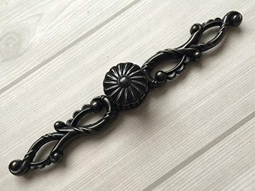 Antique Black Drawer Pulls - Ornate Cabinet Handles for Kitchen & Furniture