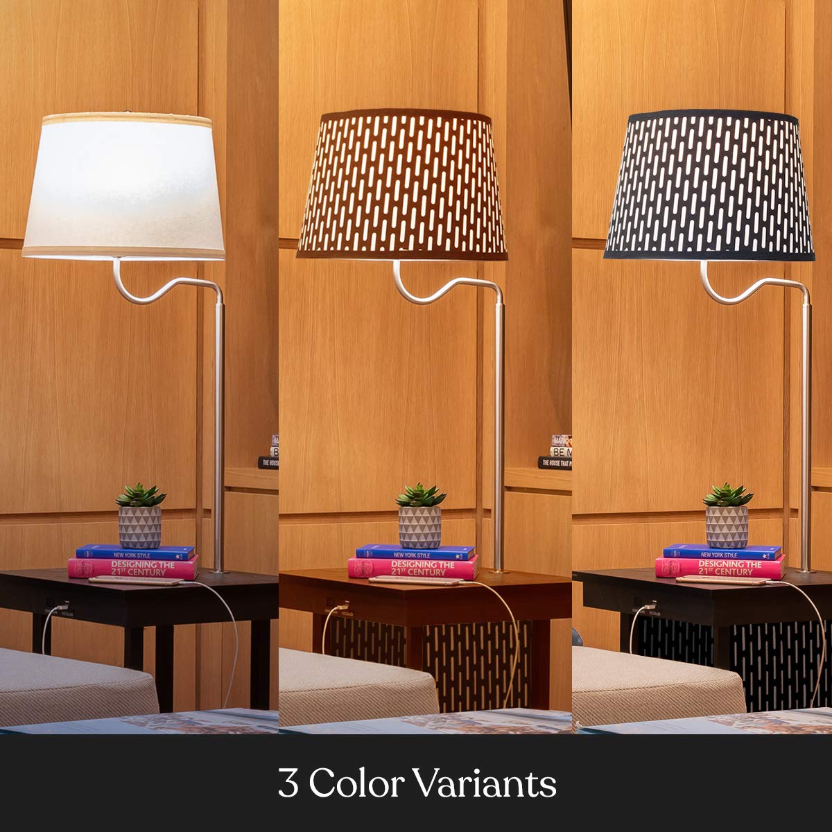 Brightech Madison LED Side Table Lamp with USB Port - Modern Bedside Reading & Desk Lamp, End Table with Floor Light for Bedroom, Living Room, Office - Black | Perfect for Night Reading, Home Office Work & Living Room Decor