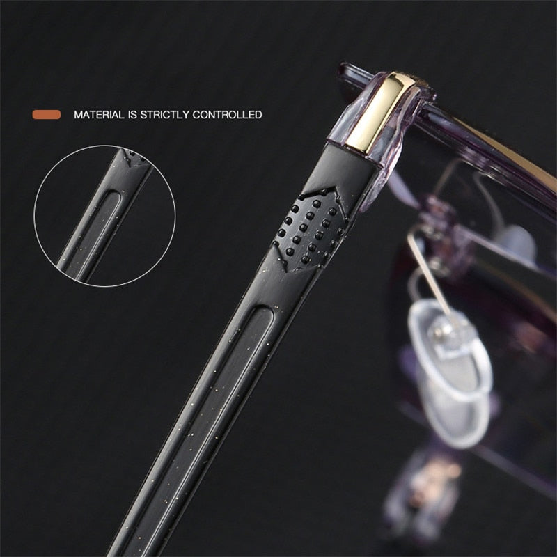 Unisex Rimless Square Alloy Anti Blue Light Reading Glasses for Computer & Screen Use - Reduce Eye Strain for Work, Gaming & Digital Reading