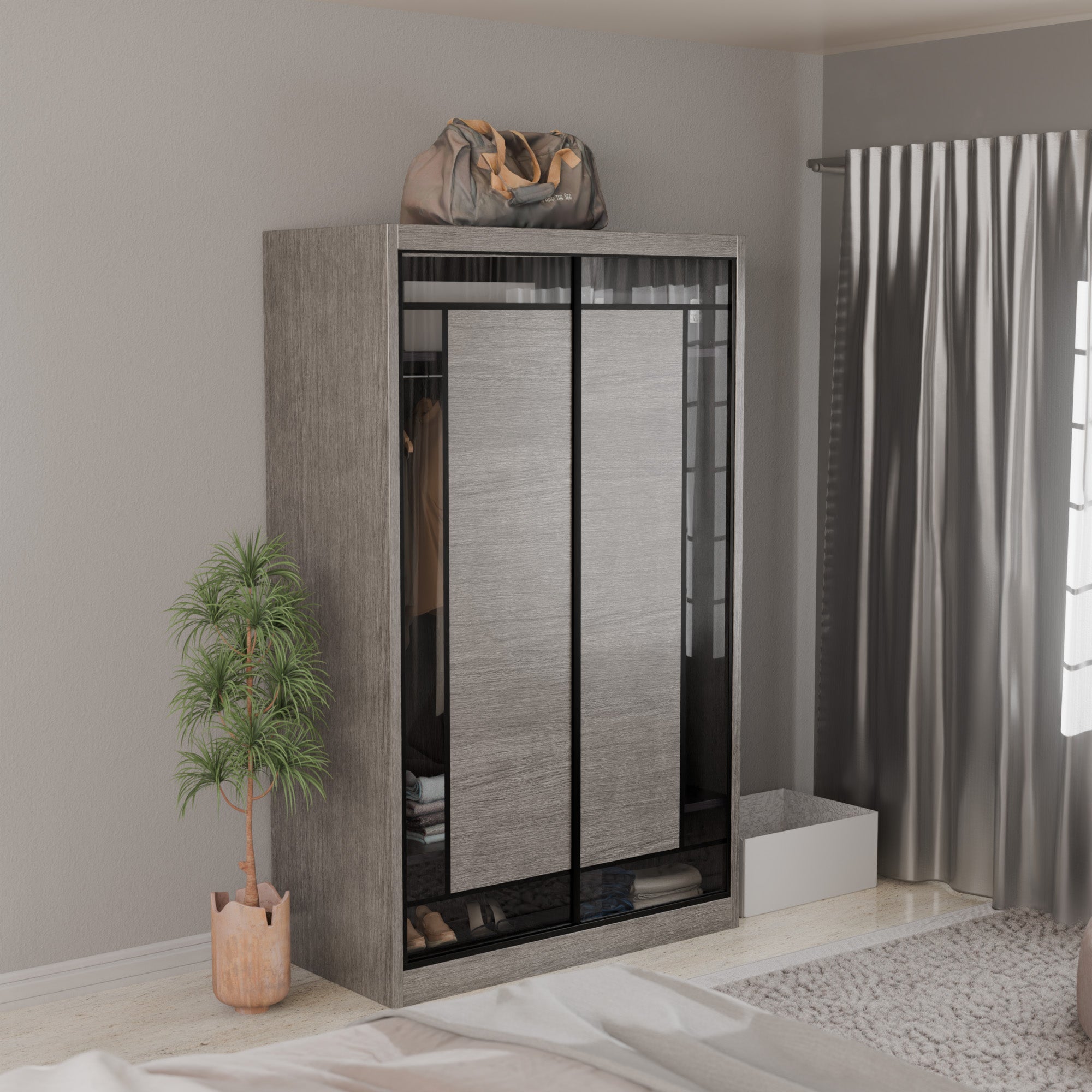 Josie Modular Wardrobe W02 - Customizable Closet Organizer with Adjustable Shelves & Hanging Rod - Perfect for Bedroom, Walk-in Closet & Dorm Room Storage Solutions