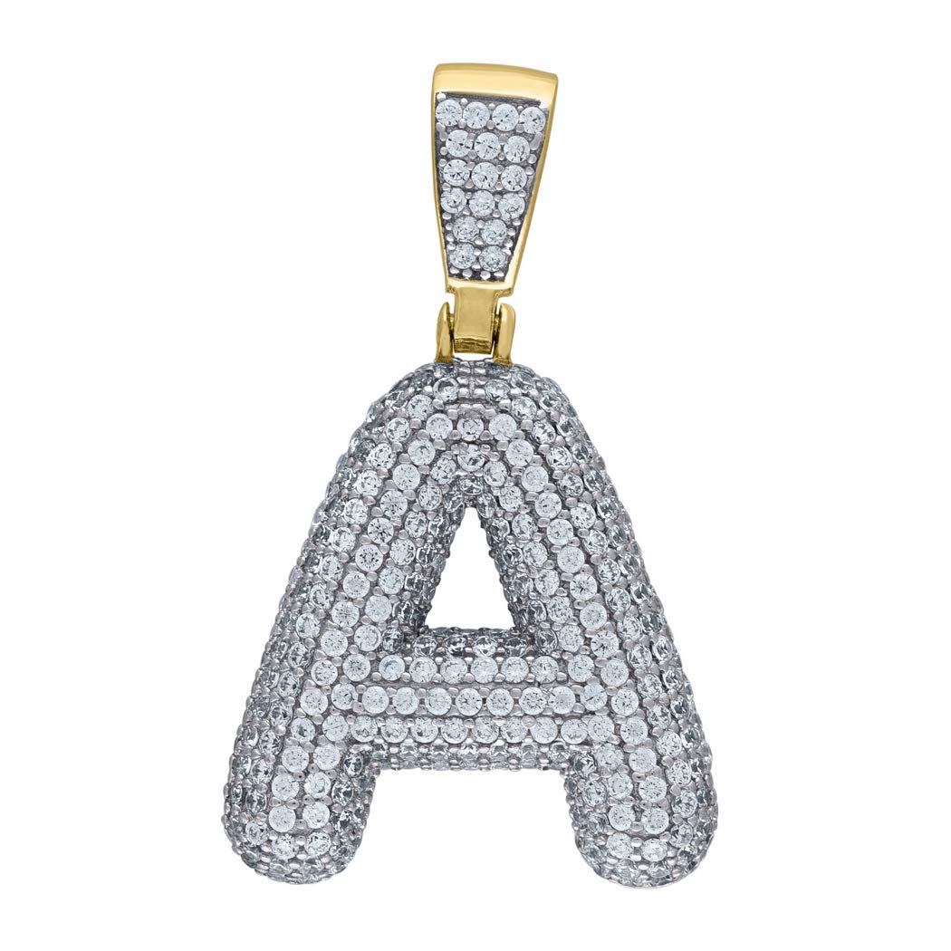 925 Sterling Silver CZ Initial Pendant Necklace for Men & Women - Personalized Monogram Name Jewelry Gift (37.4x21.9mm) - Perfect for Anniversaries, Birthdays & Valentine's Day