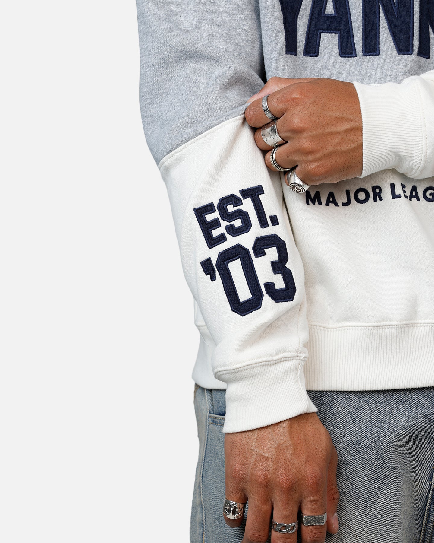 47 Brand New York Yankees On Five Crewneck Sweatshirt - Navy & Grey - Men's Casual Baseball Fan Apparel for Game Day & Streetwear