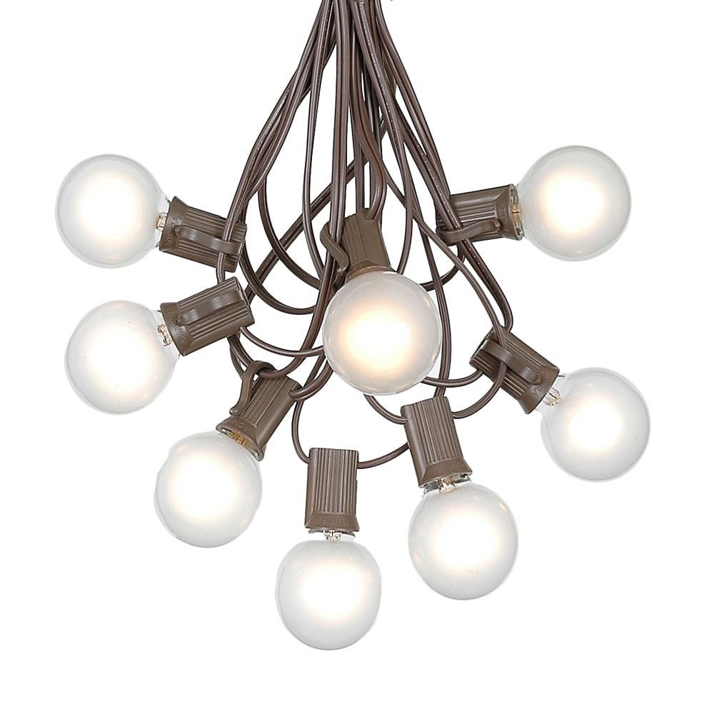 G40 Patio String Lights with 125 Frosted Globe Bulbs - 100ft Brown Wire Vintage Outdoor Hanging Lights for Garden, Backyard, Cafe & Market Decor - Perfect for Weddings, Parties and Cozy Ambiance