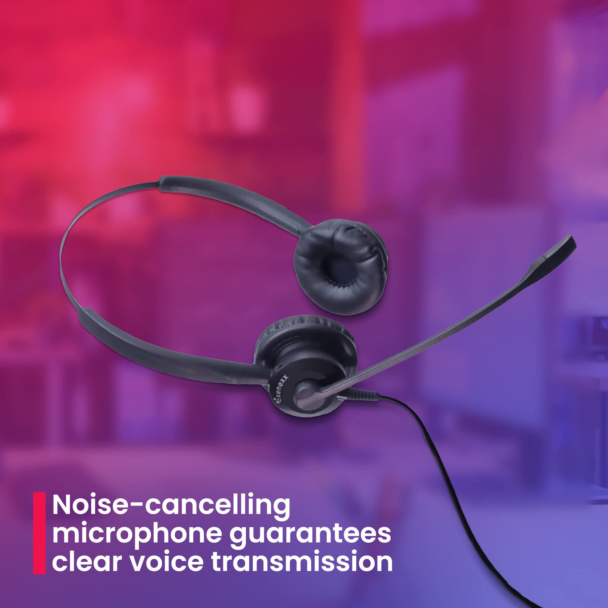 XS 825 Wired Office Headset with Noise-Canceling Microphone - Compatible with Yealink, Polycom, Cisco, Avaya, Mitel & Nortel Desk Phones - Stereo Sound for Call Centers, Training, Coaching & Remote Work (Basic Bundle)