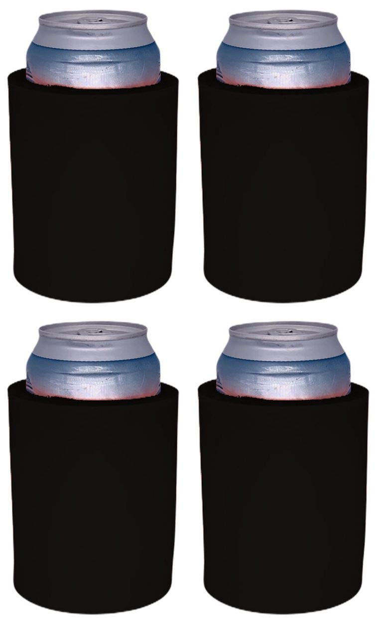 Thick Foam Can Cooler 4 Pack - Black for Beer & Soda Insulation