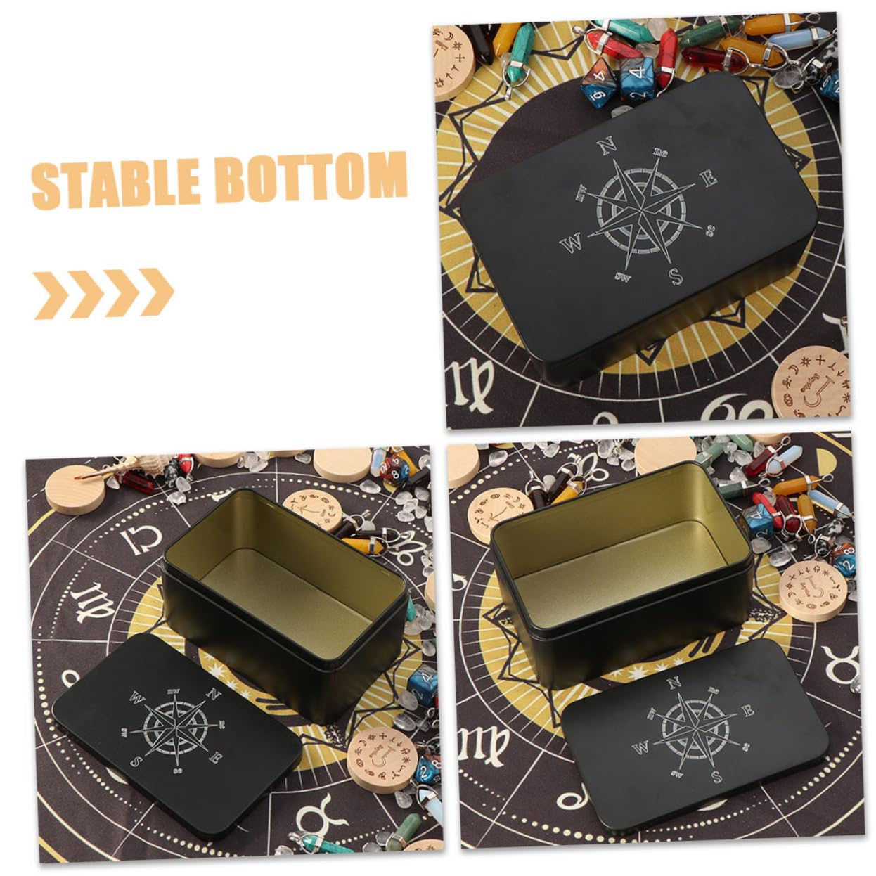 Amosfun 2-Pack Metal Tarot Card Holder Box - Durable Iron Storage Container for Tarot Cards, Makeup, Postcards & Collectibles | Perfect for Card Games, Travel & Home Organization