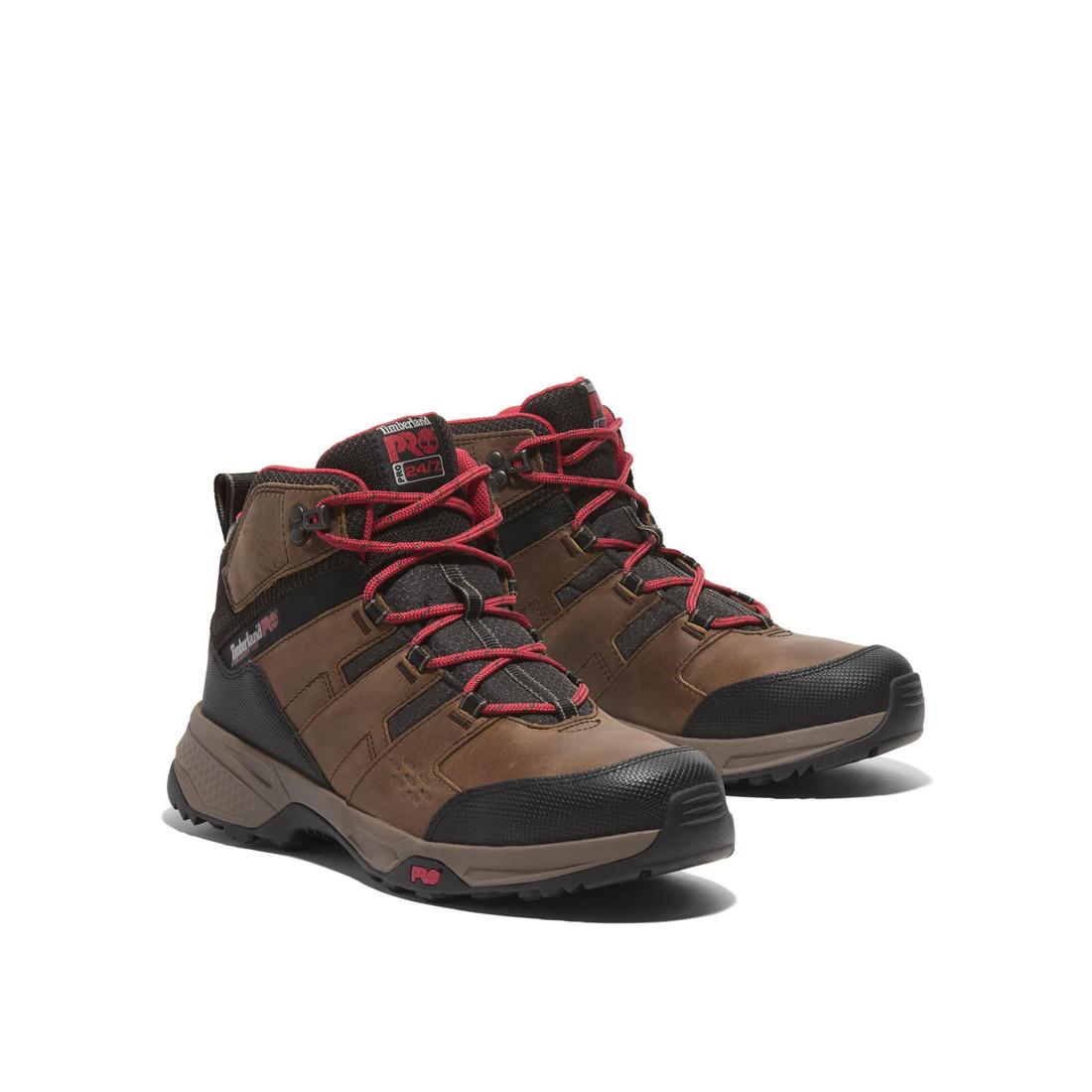 Switchback Lt 6 Inch Steel Toe Work Boots for Men - Brown/Red Safety Shoes - OSHA Compliant Work Boots for Construction, Warehouse & Outdoor Jobs