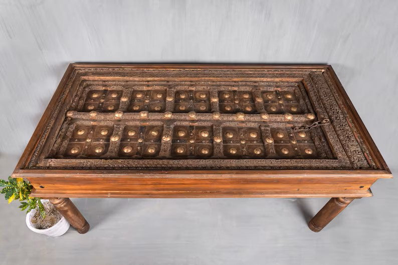 Hand-Carved Solid Wood Traditional Classic Center Table - Perfect for Living Room, Dining Room & Home Decor