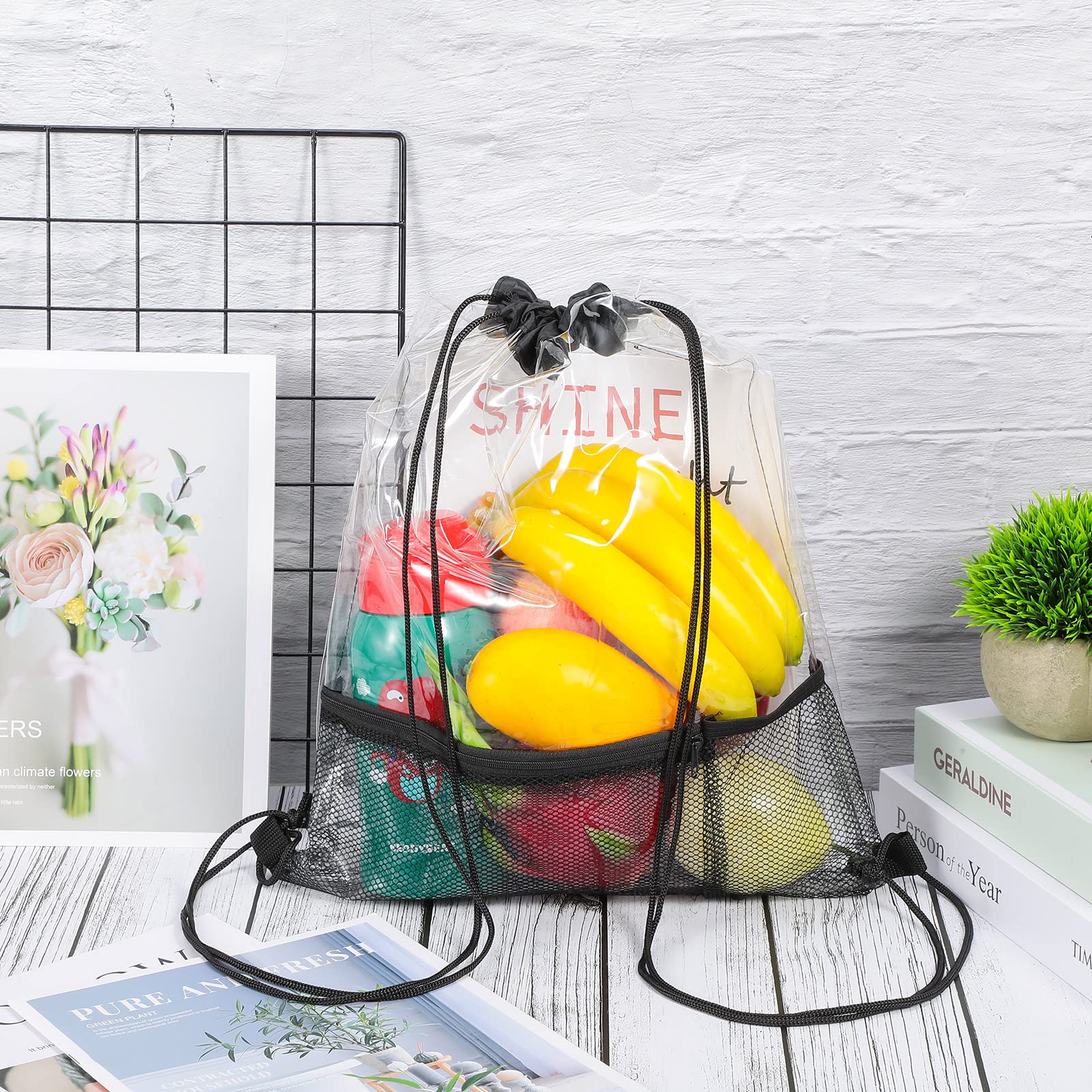 20 Pack Clear Drawstring Bags Bulk - Waterproof PVC Plastic String Backpacks for Travel, Sports Events & Concerts | Stadium Approved Sling Bags for Beach, Swimming & Festivals | Perfect for Outdoor Activities & Event Essentials