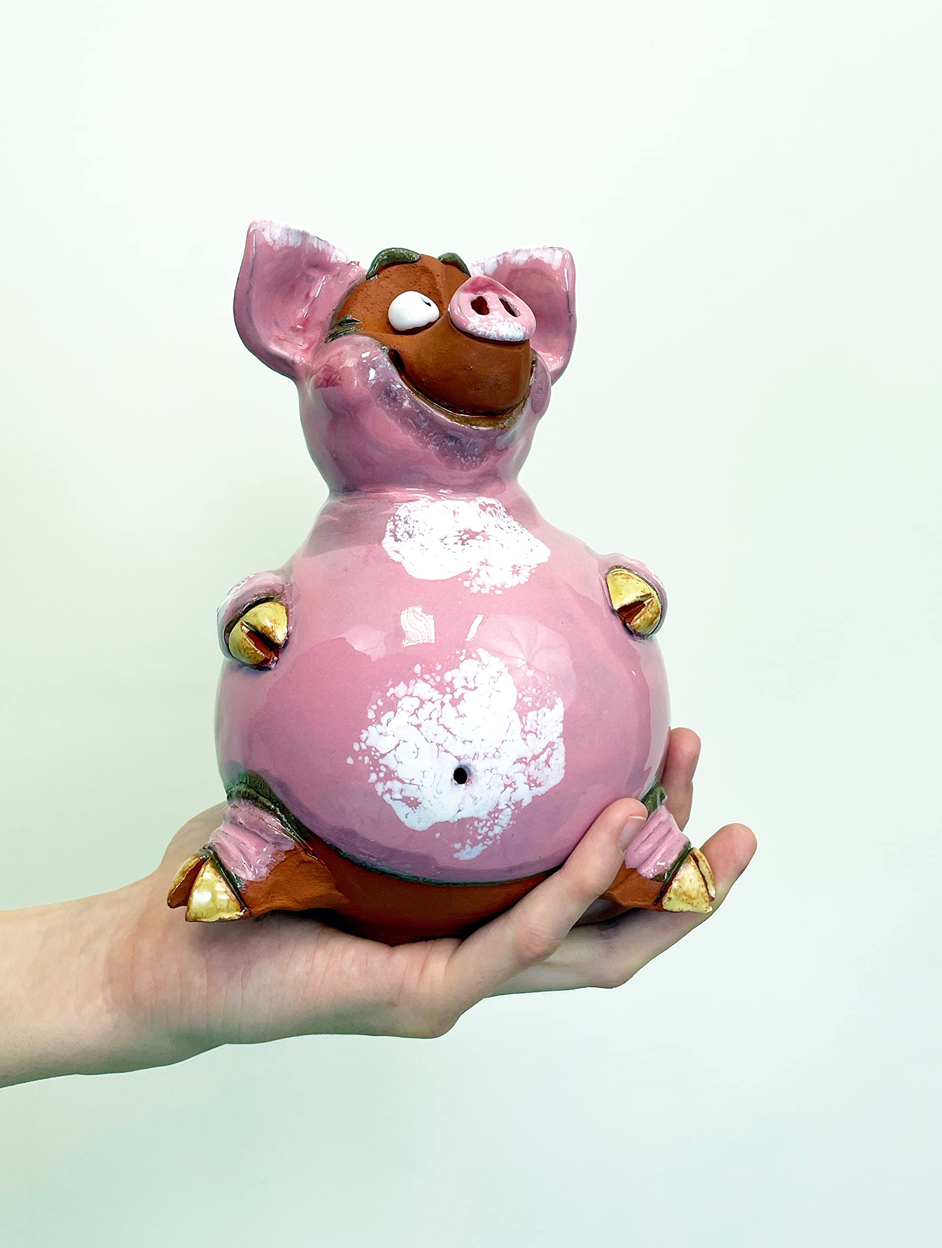 Handmade Ceramic Pig Lawn Stake - Frostproof Outdoor Garden Statue - Unique Gift for Gardeners, Men & Women - Perfect for Yard Decor & Outdoor Parties