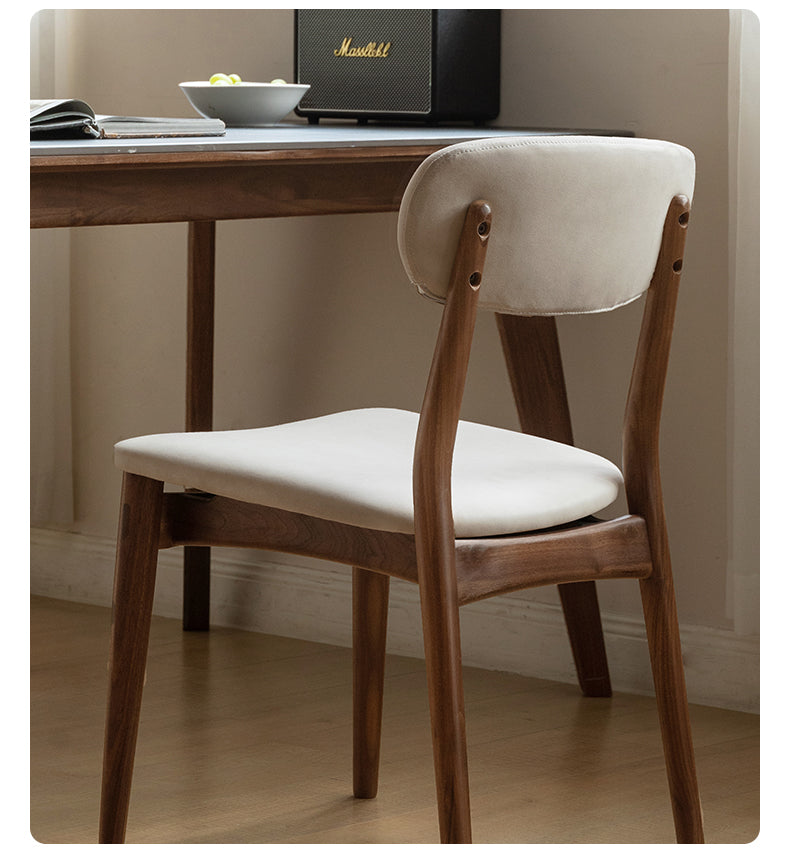 Premium Black Walnut Solid Wood Dining Chairs Set of 4 - Comfortable Padded Seats for Kitchen, Dining Room & Home Office - Modern Farmhouse Style Furniture