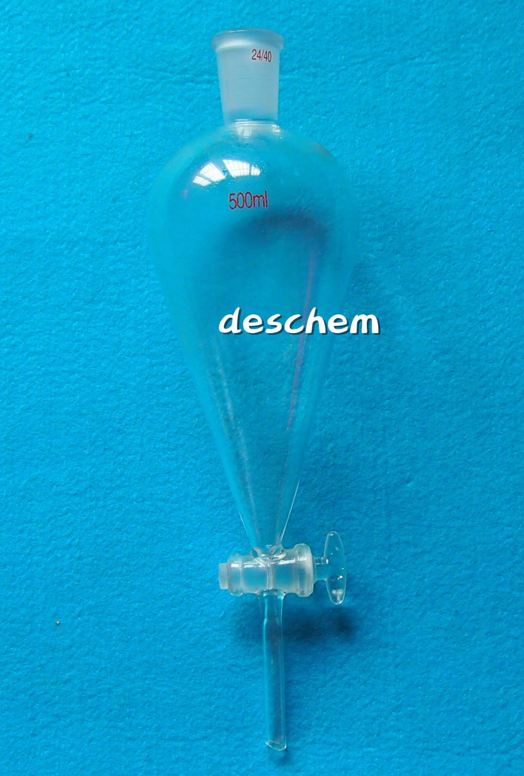 500ml 24/40 Glass Pyriform Separatory Funnel with Straight Drop Tube & Glass Stopcock - Ideal for Chemistry Labs, Essential Oil Extraction & Liquid Separation Experiments