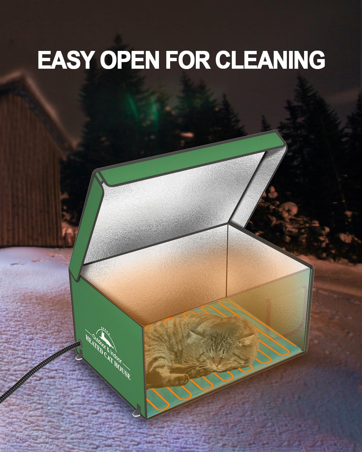 Heated Outdoor Cat House for Winter - Weatherproof Insulated Kitty Shelter with Pet Heating Pad | Waterproof Elevated Feral Cat Bed | Warm Cozy Home for Stray & Barn Cats | Perfect for Backyard, Garage & Porch Use