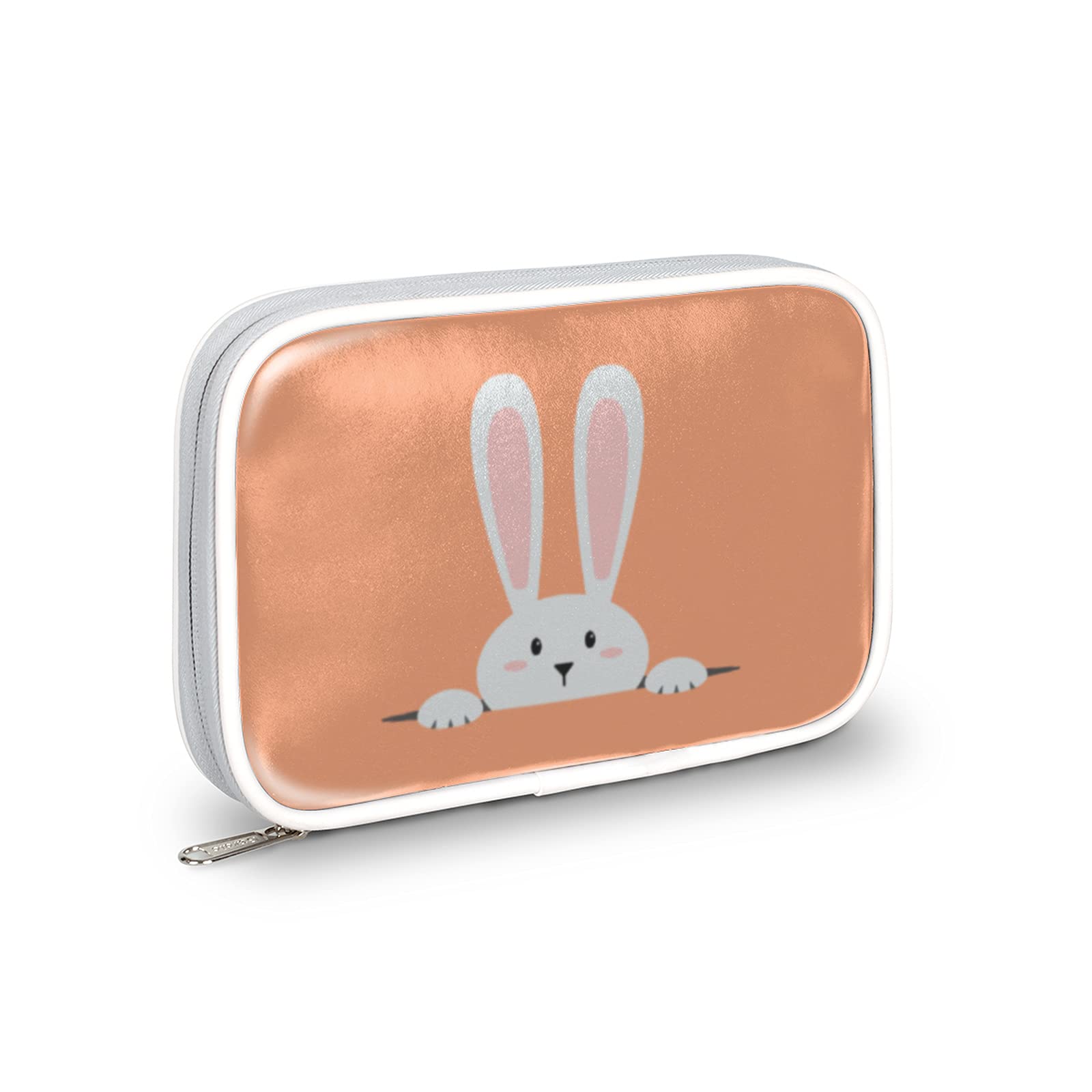 Cute Bunny Face Pencil Case Holder - Portable Multifunctional Pouch for School, Office & Travel - Durable Makeup Brush Organizer, Stationery Pen Box & Passport Storage Bag - Perfect for Students, Artists & Professionals