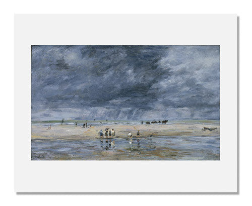 Eugène Louis Boudin Figures on the Beach Painting - Coastal Landscape Art Print - Perfect for Home Decor, Office Wall Art & Gift Ideas