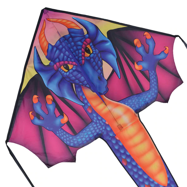 Sapphire Dragon Large Easy Flyer Kite - Premium Outdoor Flying Toy for Kids & Adults - Perfect for Beach, Park, and Backyard Fun