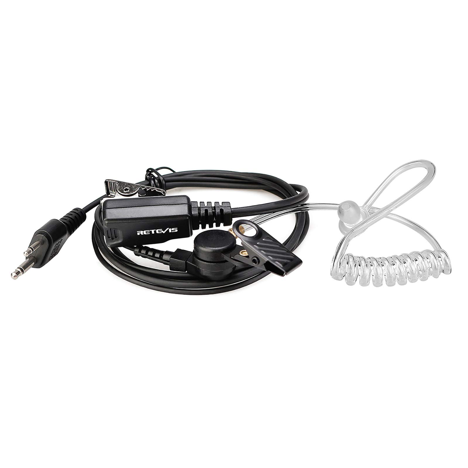 Retevis Walkie Talkie Headset with Coil Cord - Compatible with ICOM IC-F3 IC-F4S IC-F4TR - Covert Acoustic Tube Earpiece Headset with PTT Mic for Two Way Radio (1 Pack) - Perfect for Security, Construction & Outdoor Adventures
