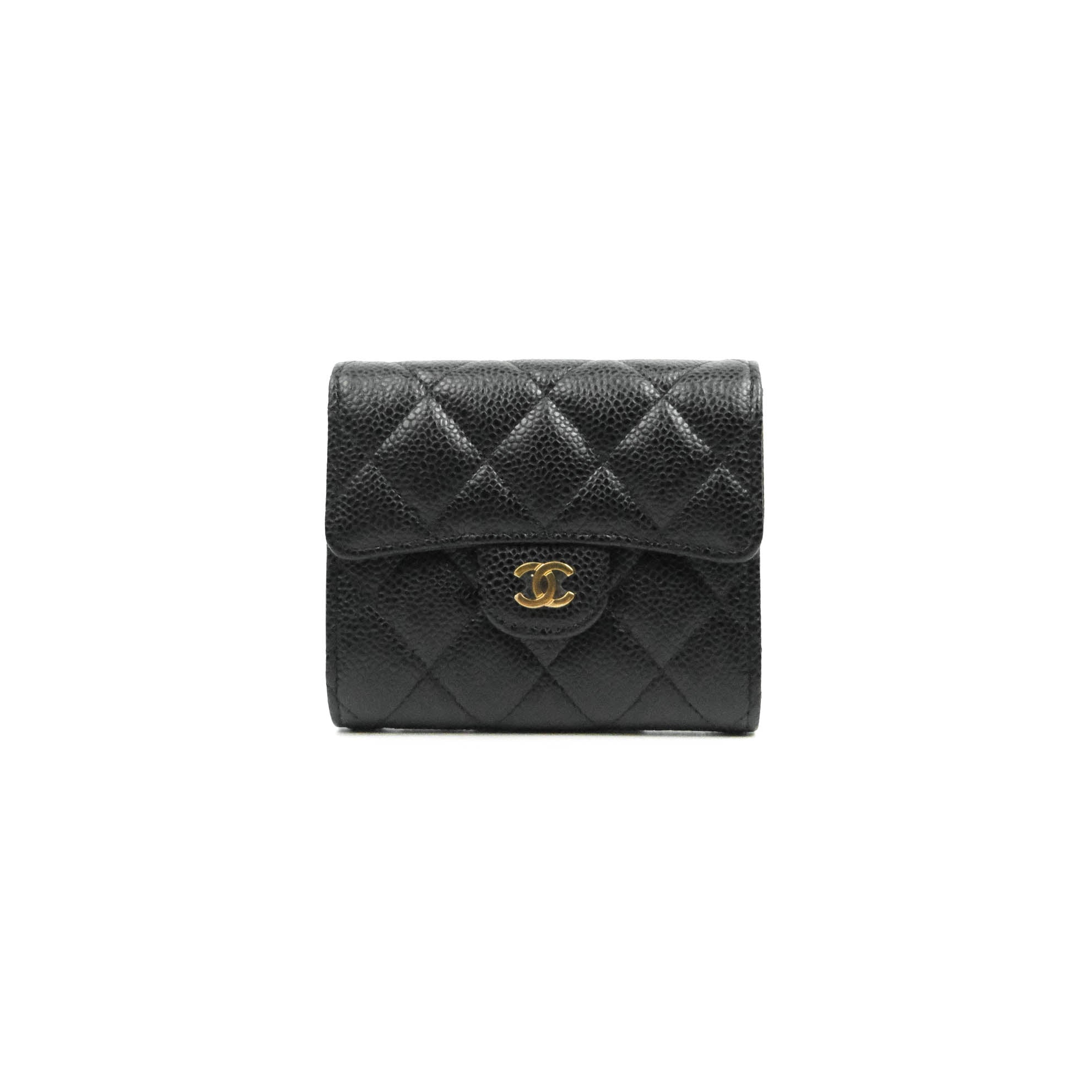 Chanel Classic Flap Wallet in Black Caviar Leather with Gold Hardware - Luxury Designer Wallet for Women, Perfect for Everyday Use & Special Occasions