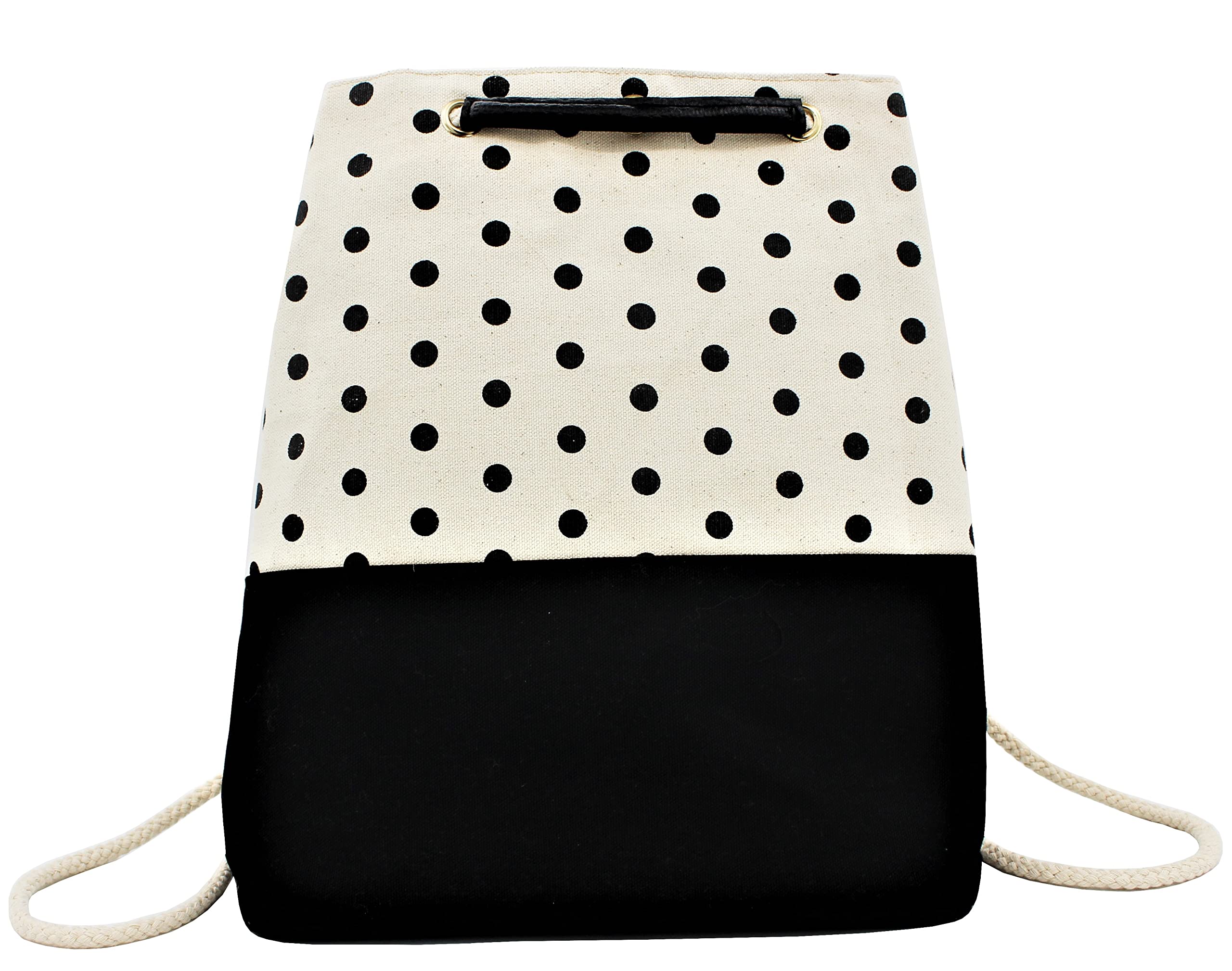ASTIR COLLEEN Stylish Convertible Sling Backpack for Women - Polka Dot Pattern, Cream Color - Perfect for Travel, Work, School & Everyday Use