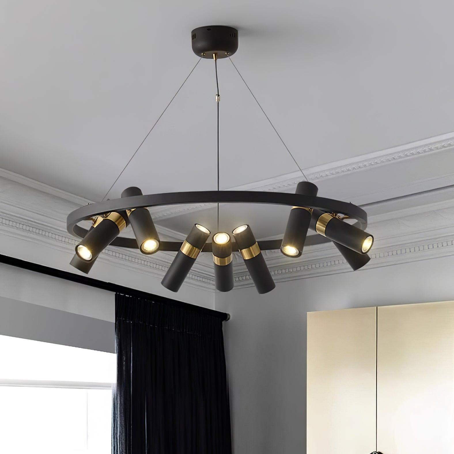 Black Multi Pipe Chandelier - Industrial Style Ceiling Light Fixture for Dining Room, Living Room & Bedroom Decor